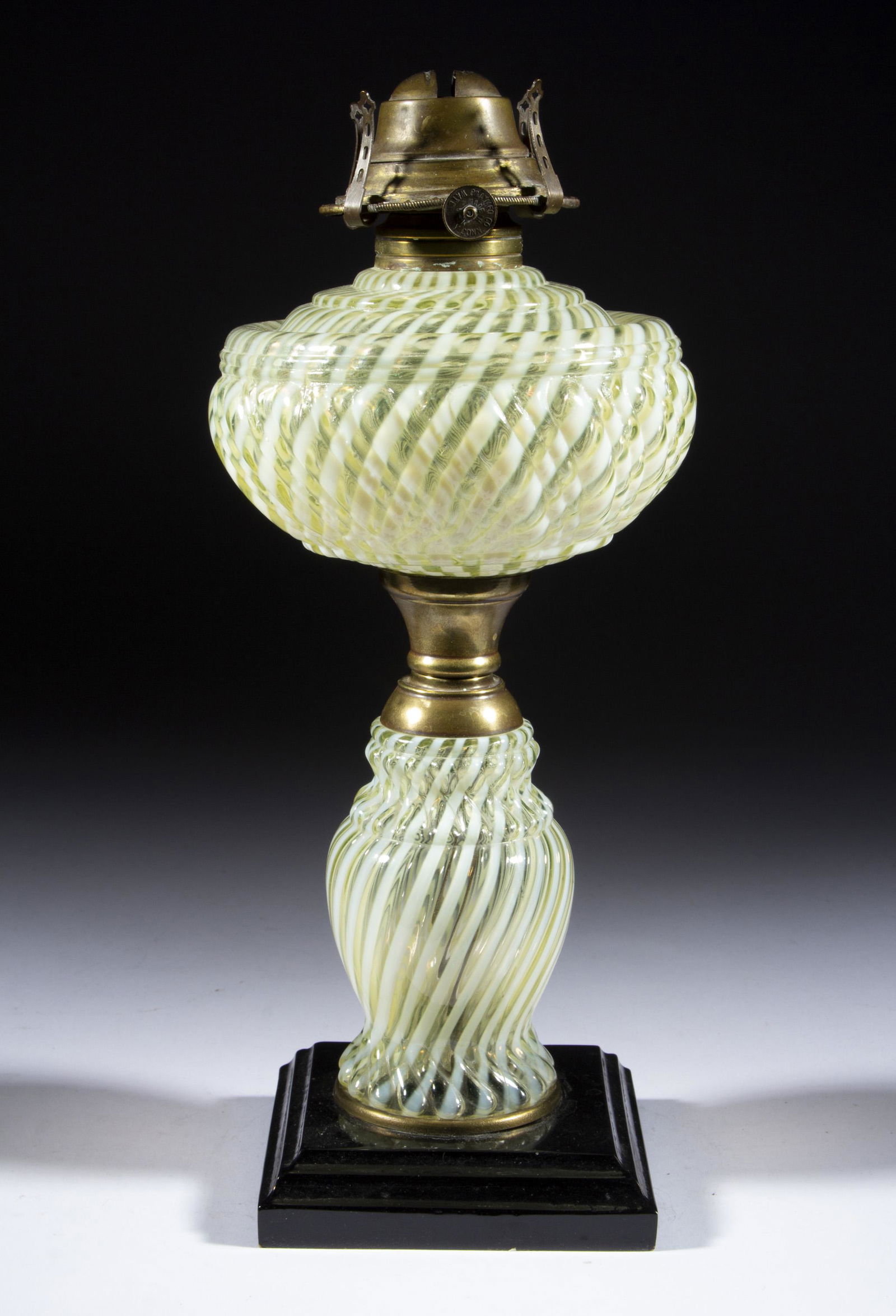 REVERSE SWIRL COMPOSITE KEROSENE STAND LAMP, (1 of 1)