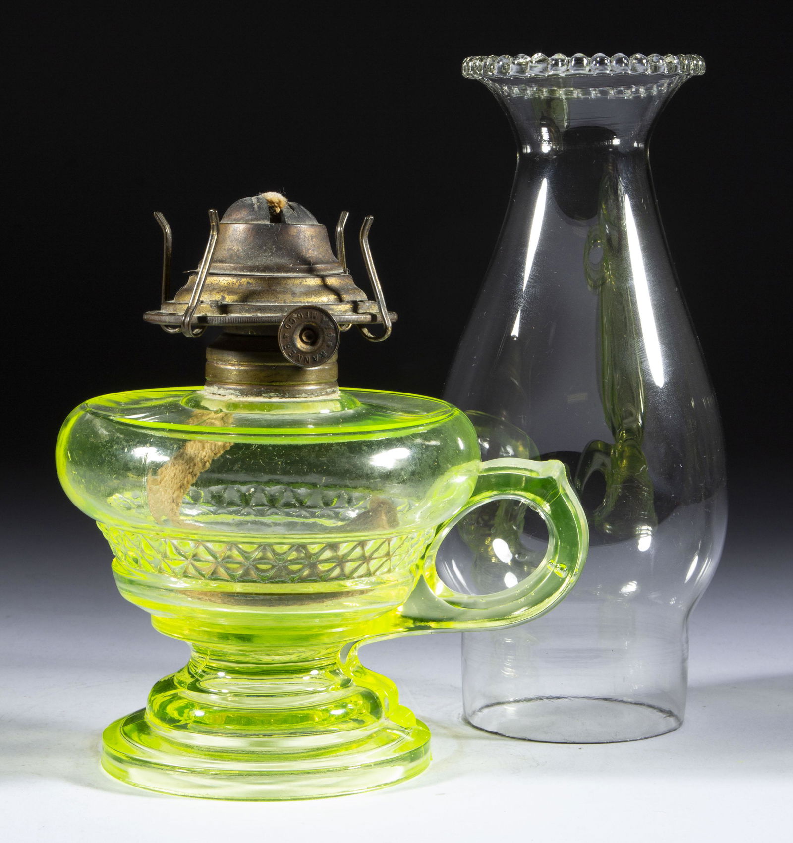 AQUARIUS KEROSENE FOOTED FINGER LAMP, (1 of 1)