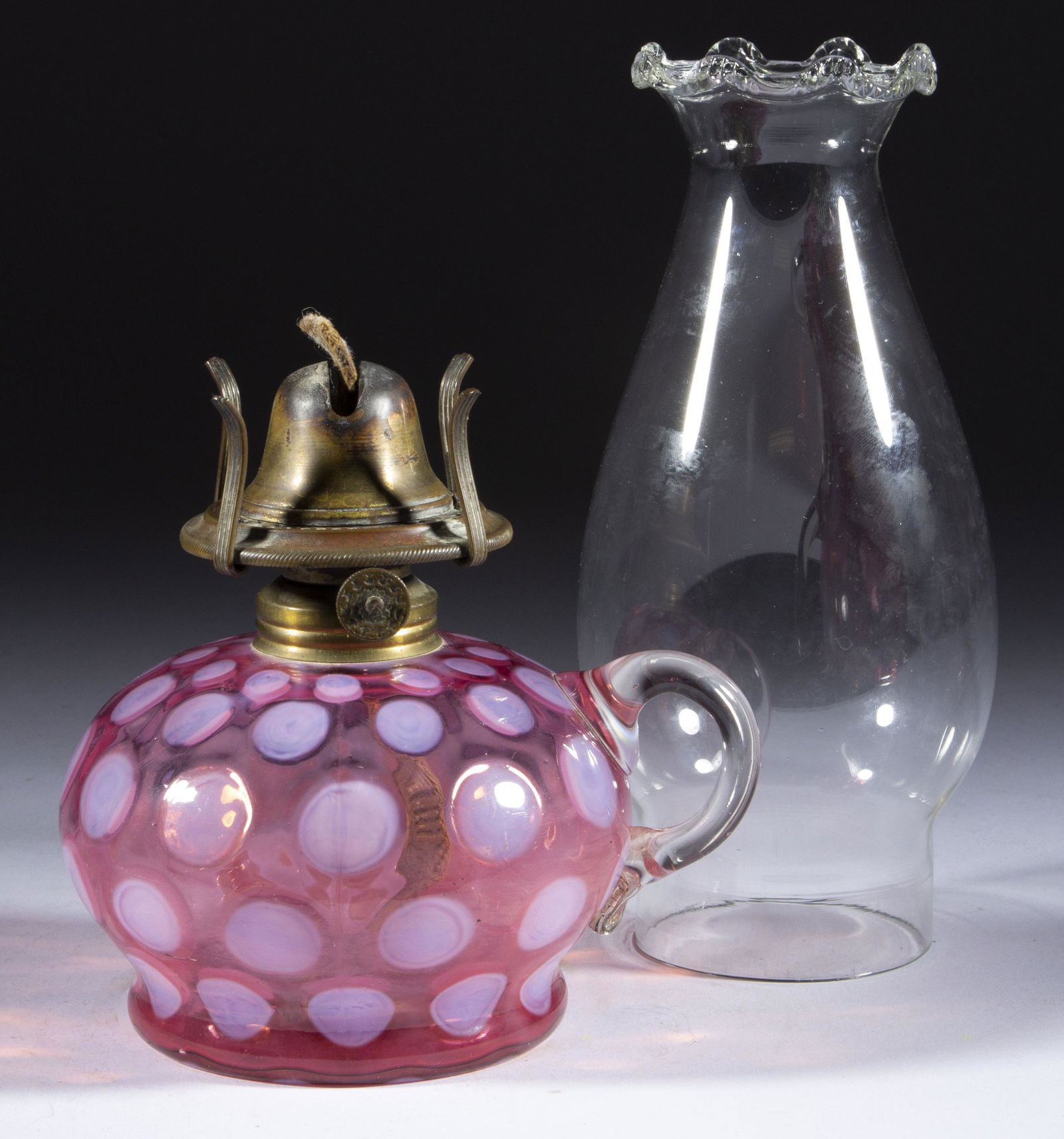 INVERTED THUMBPRINT / COINSPOT KEROSENE FINGER LAMP, (1 of 1)