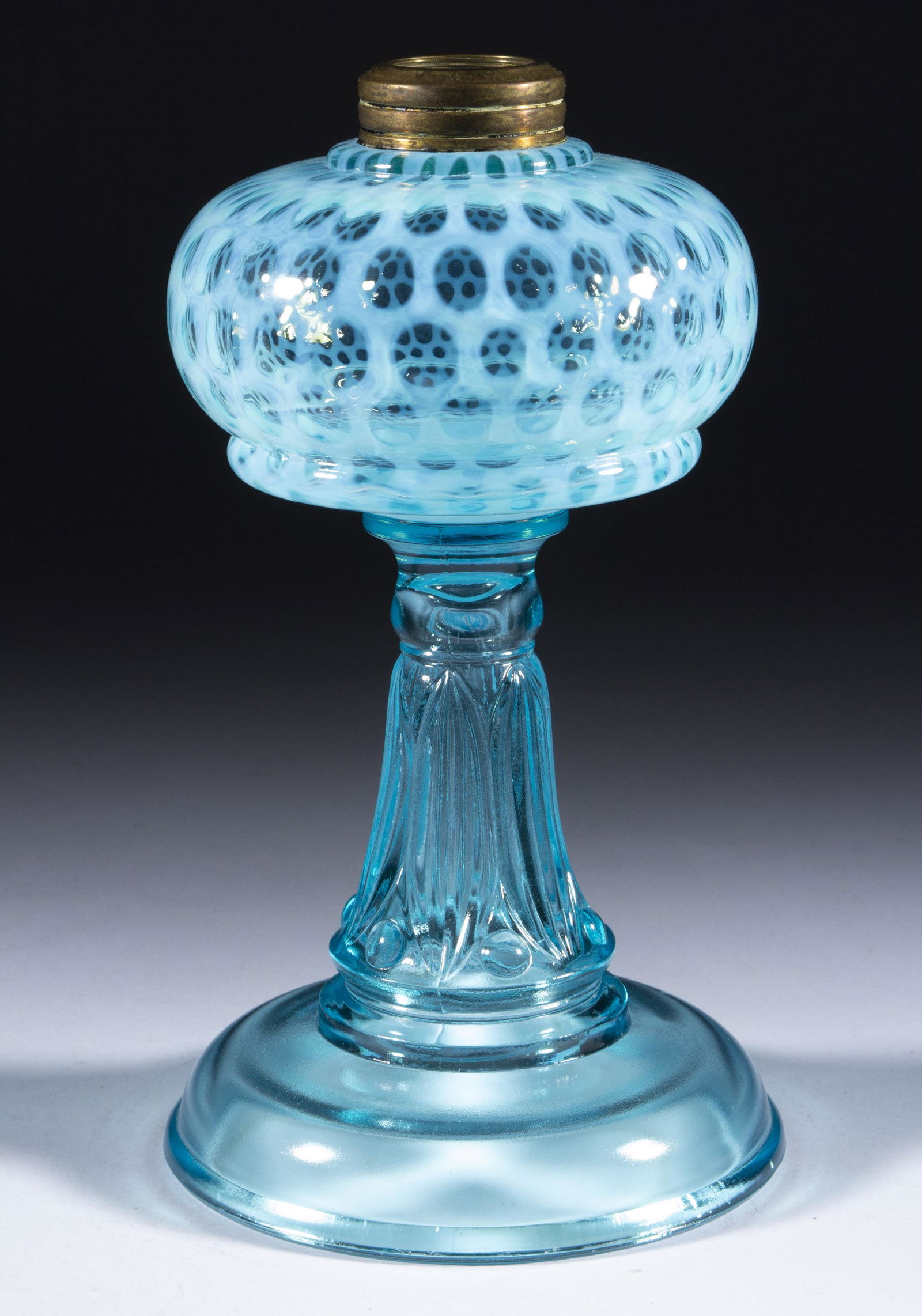 COIN DOT / WINDOWS - LEAF AND JEWEL BASE KEROSENE STAND LAMP, (1 of 1)