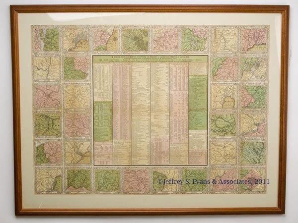 1840 UNITED STATES RESOURCES AND INDUSTRY MAP: 1840 UNITED STATES RESOURCES AND INDUSTRY MAP, hand-colored engraving on paper, titled "A Concise View of the Number, Resources, and Industry of the American People in the Year 1840:...", published by