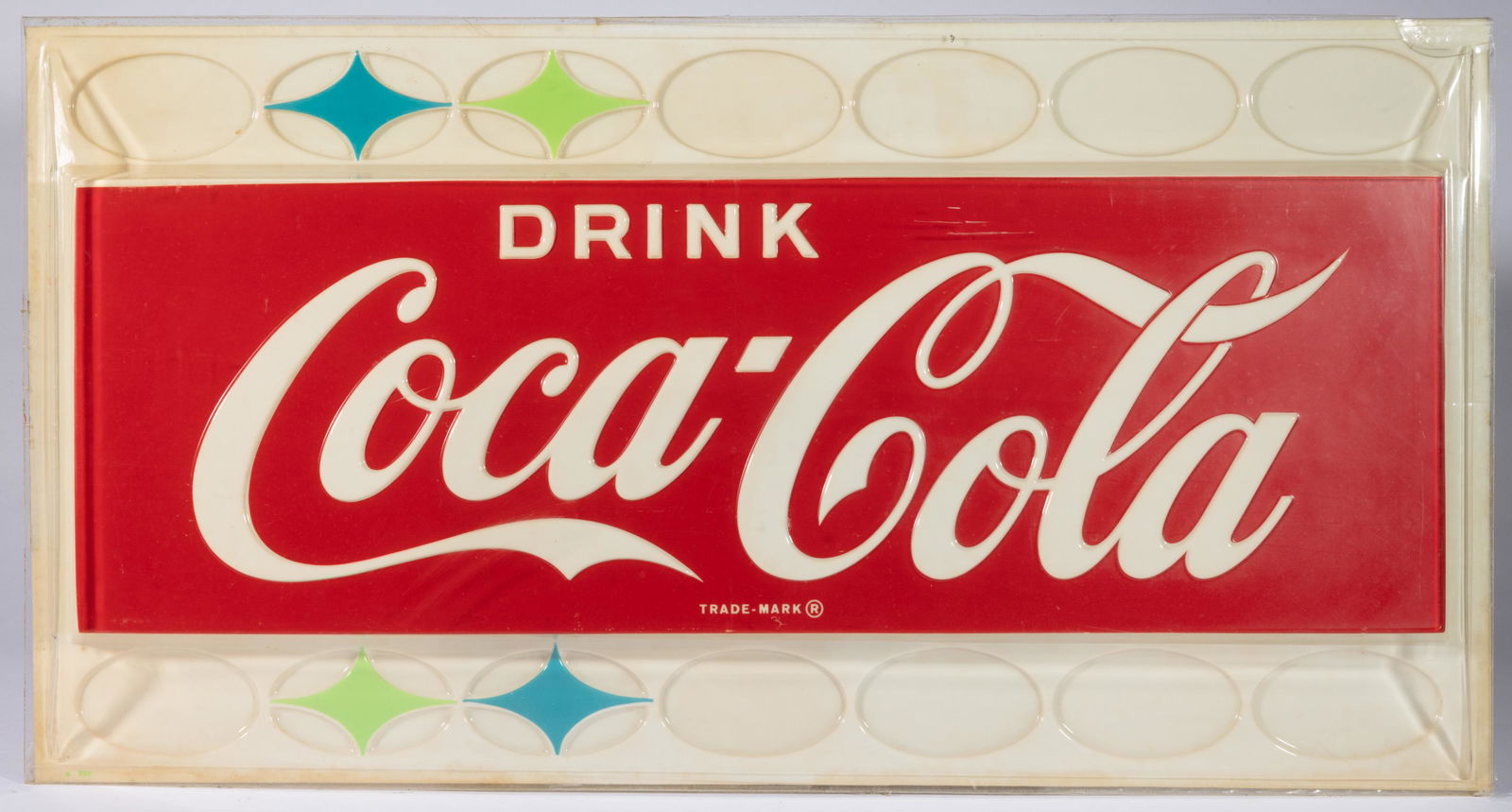 Vintage Coca Cola Large Plastic Advertising Sign,