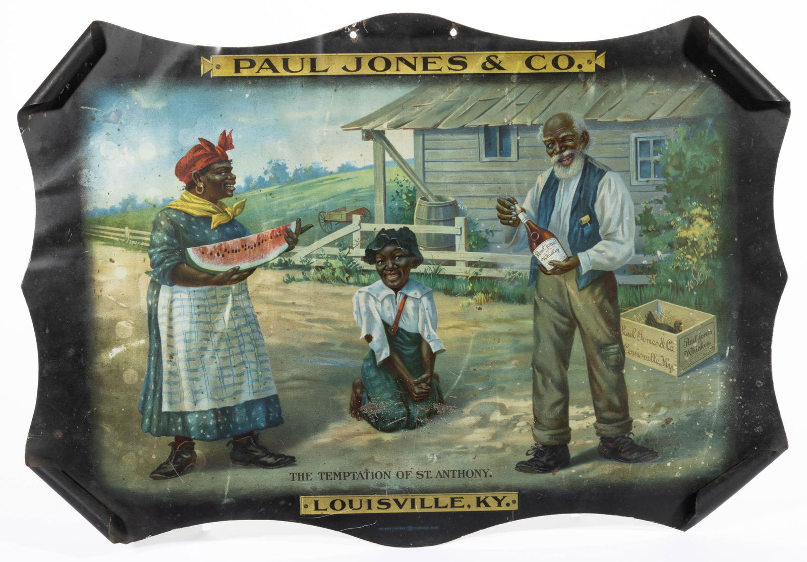PAUL JONES & CO. WHISKEY TIN ADVERTISING SIGN, (1 of 6)