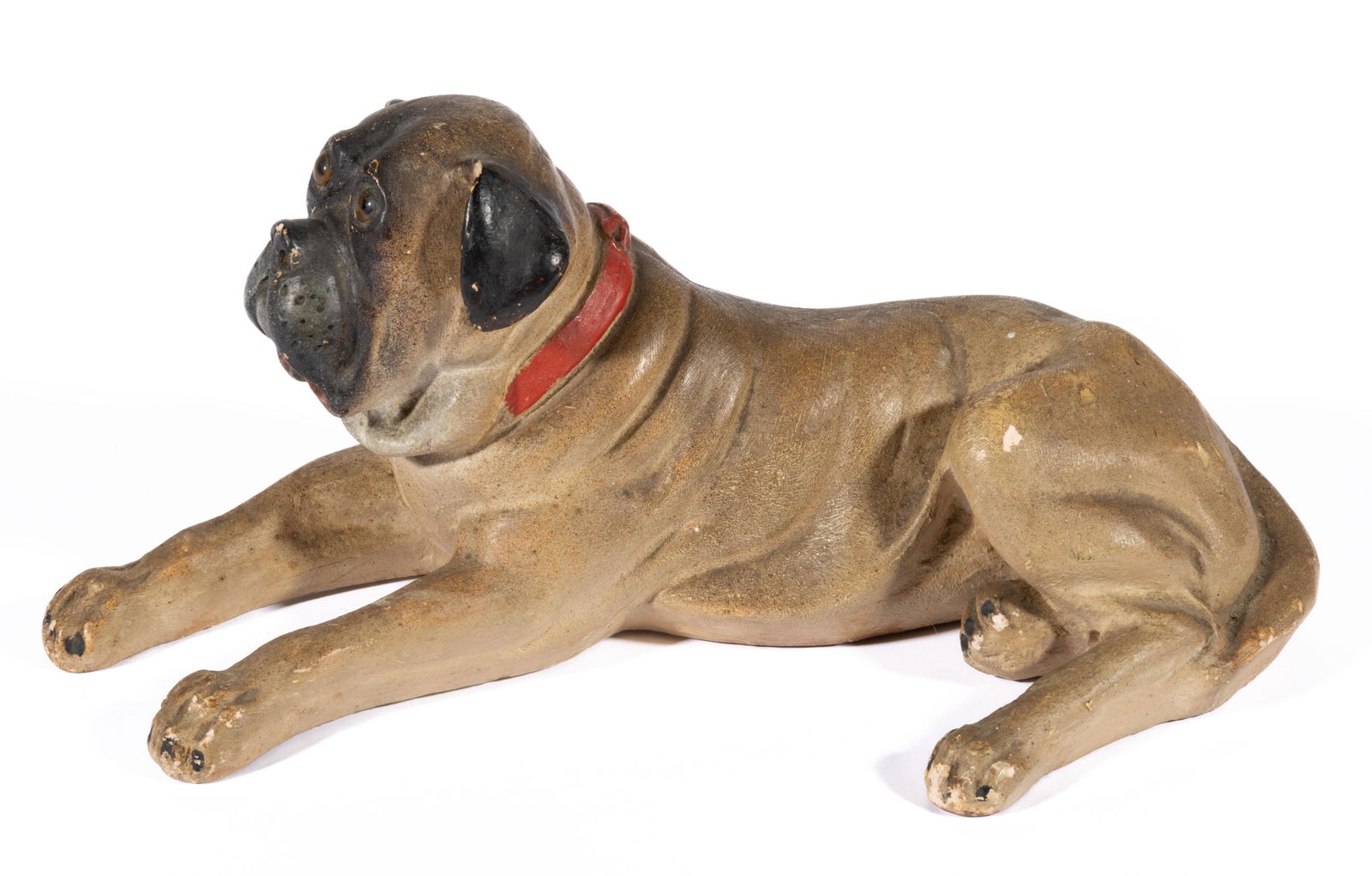 COLD-PAINTED TERRACOTTA MASTIFF DOG FIGURE, (1 of 3)