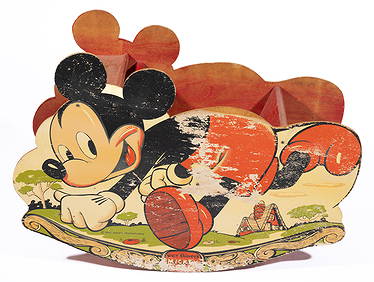 VINTAGE WALT DISNEY MICKEY MOUSE WOODEN ROCKER, (1 of 3)