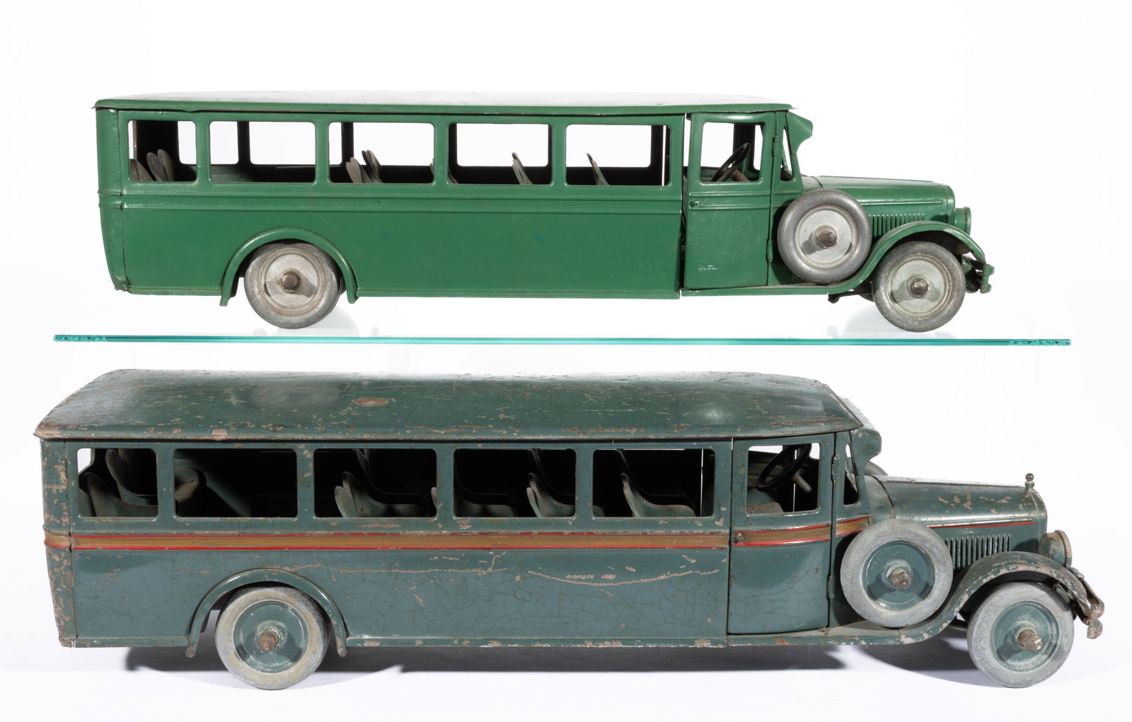 BUDDY "L" PRESSED STEEL BUS TOYS, LOT OF TWO, (1 of 3)
