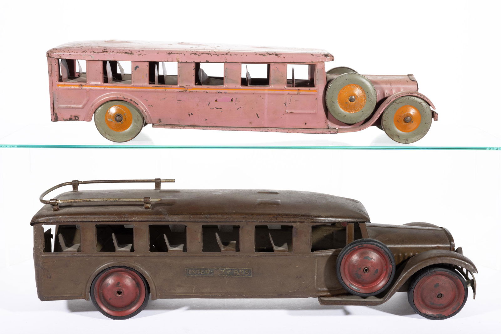 STEELCRAFT PRESSED STEEL "INTER-CITY BUS" TOYS, LOT OF TWO, (1 of 3)
