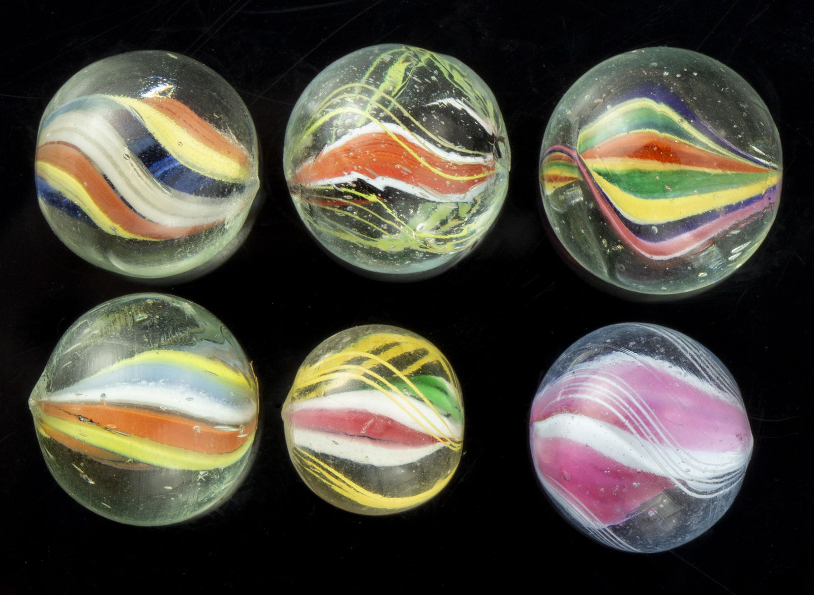 ASSORTED HAND BLOWN CORE MARBLES, LOT OF SIX, Aug 25, 2022 Jeffrey