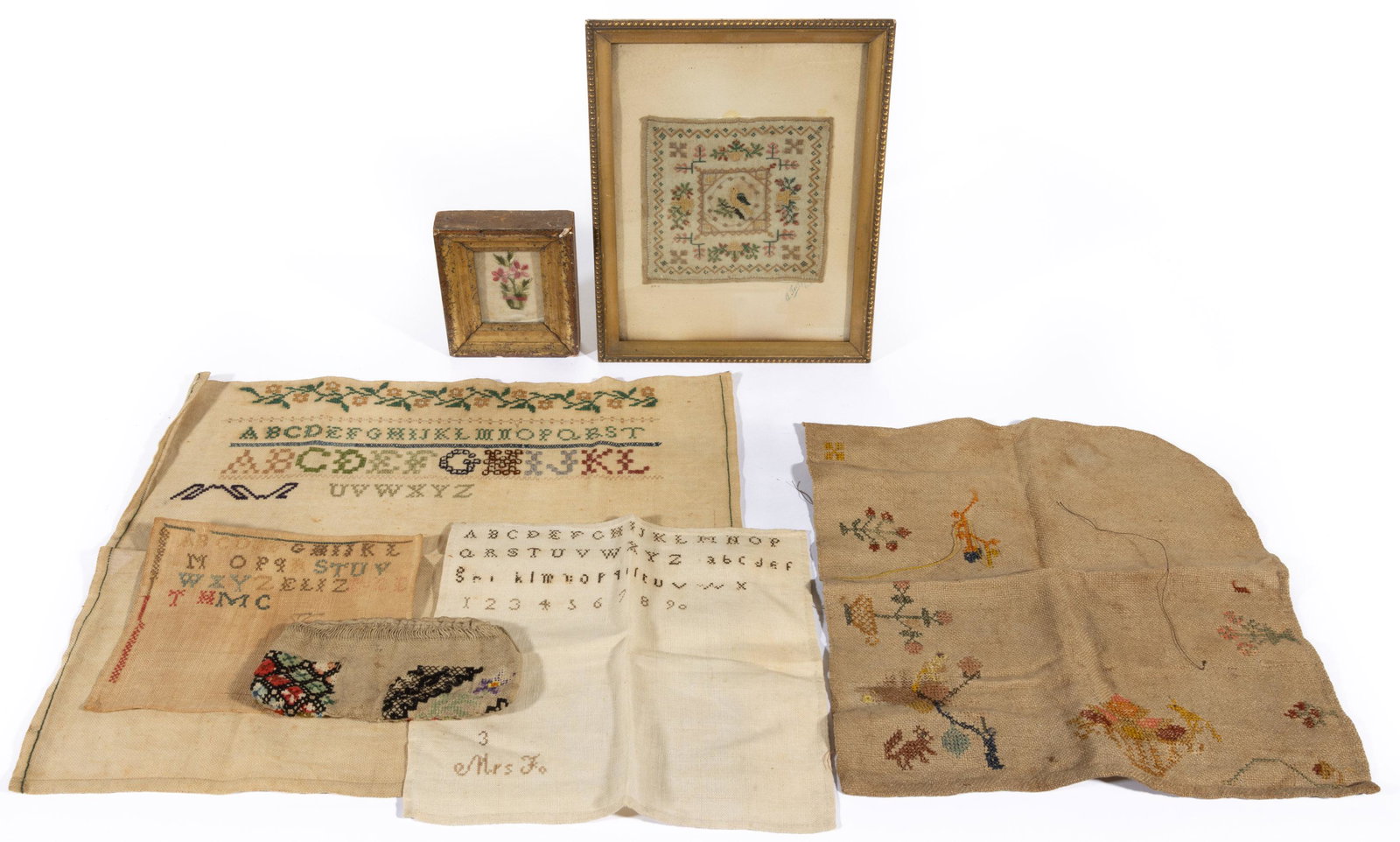 AMERICAN / BRITISH, AND POSSIBLY OTHER, NEEDLEWORK ARTICLES, LOT OF SEVEN, (1 of 5)