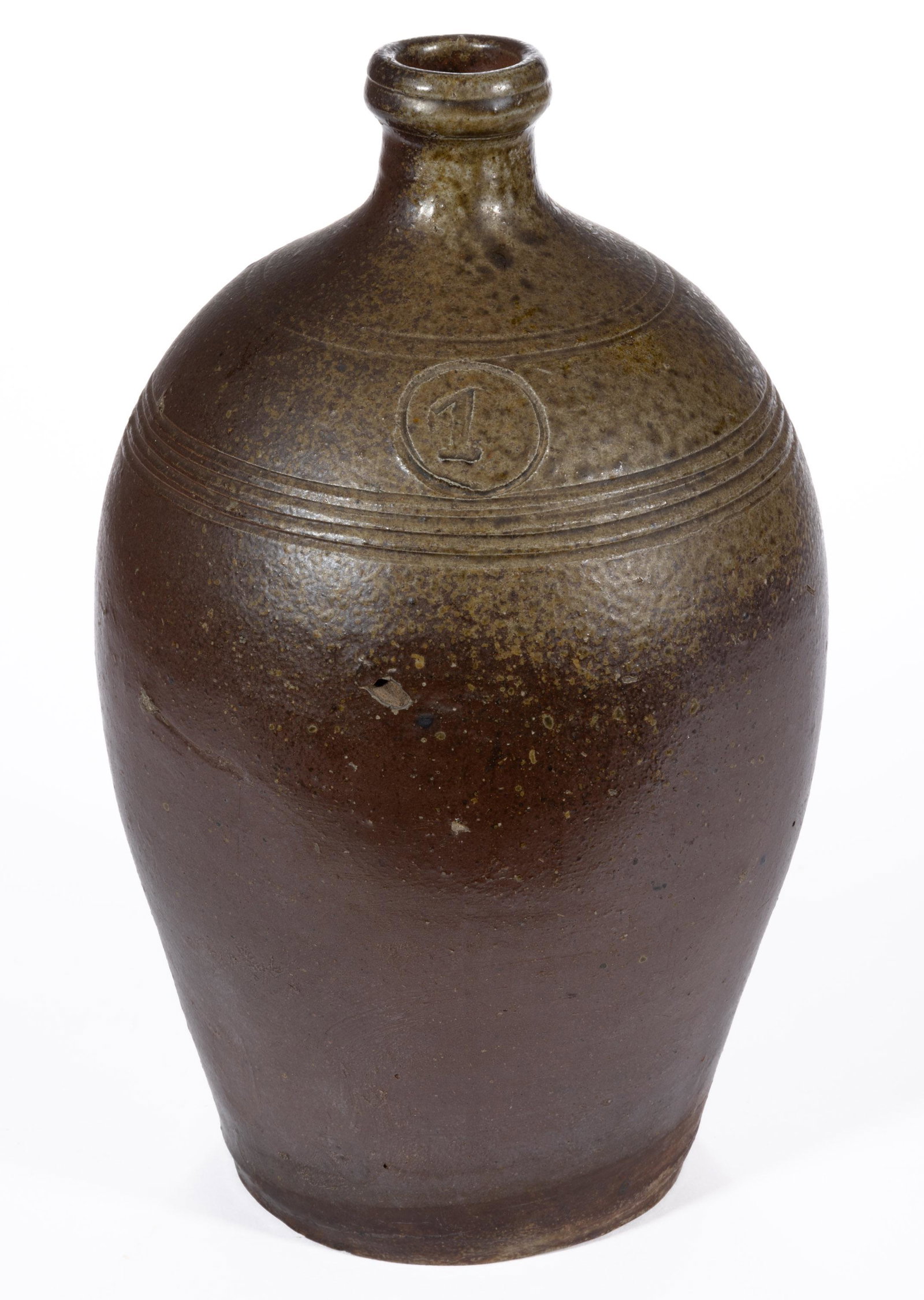 CHESTER WEBSTER (1779-1882) ATTRIBUTED, RANDOLPH CO., NORTH CAROLINA POTTERY / STONEWARE JUG, (1 of 6)