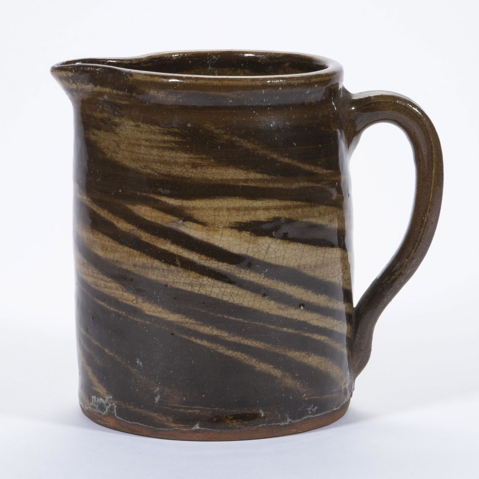 STAMPED WESTERN NORTH CAROLINA SWIRLED POTTERY / STONEWARE PITCHER, (1 of 5)