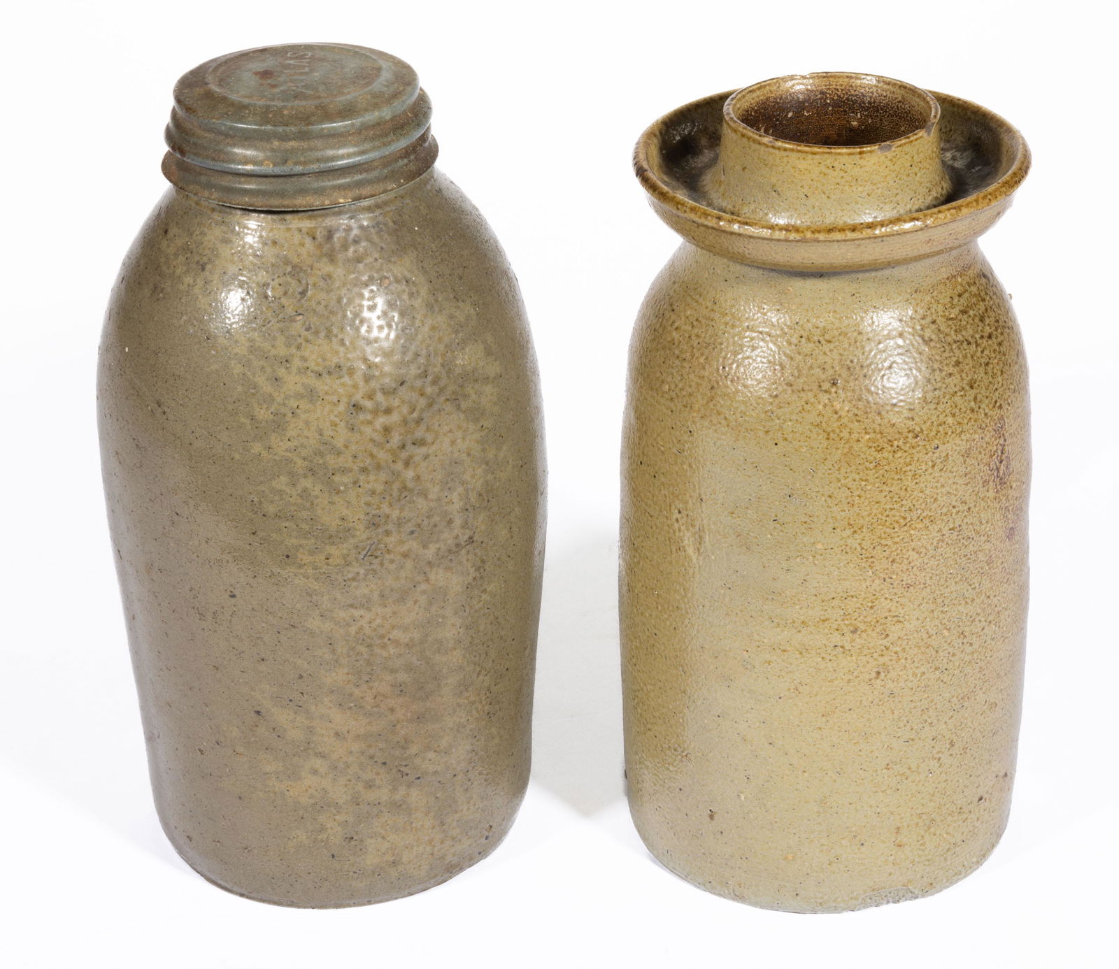 NORTH CAROLINA POTTERY / STONEWARE CANNERS, LOT OF TWO, (1 of 5)