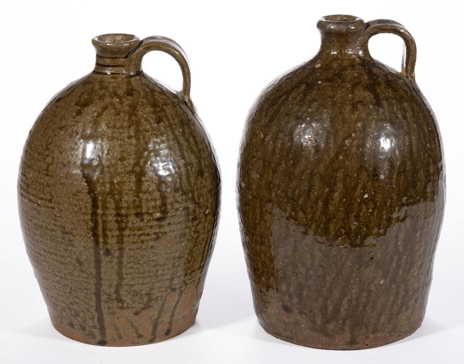 CATAWBA VALLEY, NORTH CAROLINA POTTERY / STONEWARE JUGS, LOT OF TWO, (1 of 5)