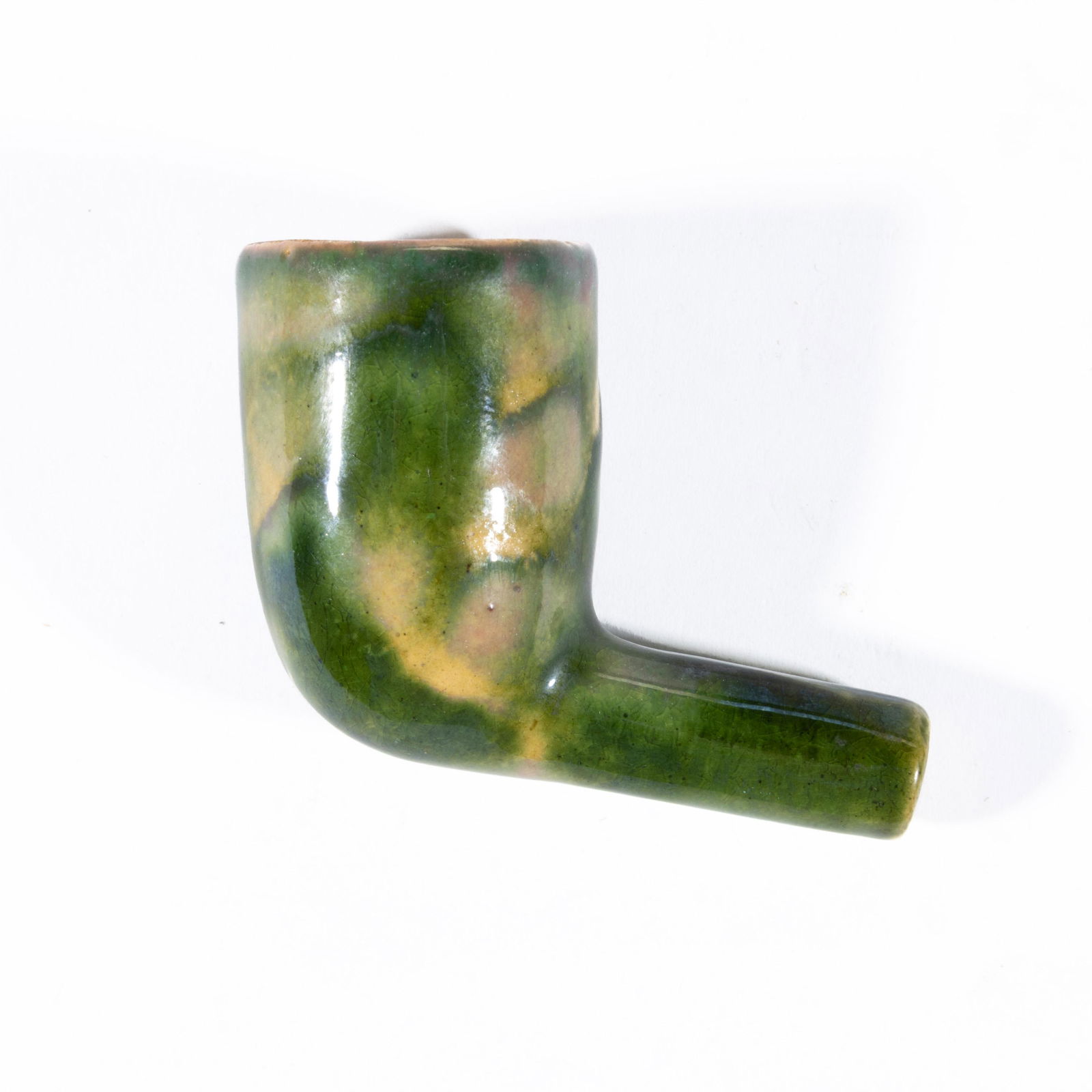 AMERICAN, POSSIBLY MORAVIAN, SALEM, NORTH CAROLINA EARTHENWARE CLAY SMOKING PIPE, (1 of 2)