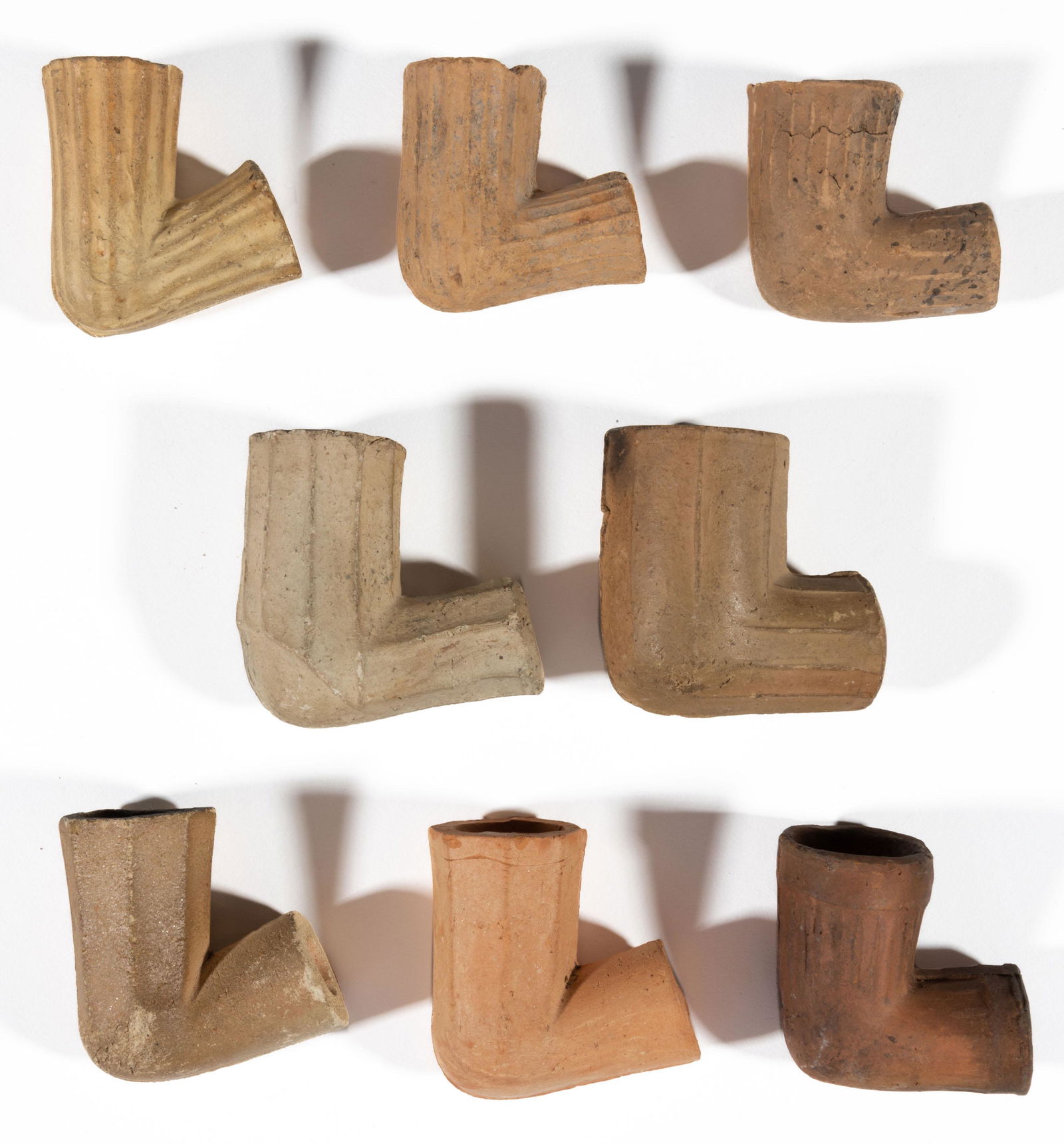 NORTH CAROLINA AND OTHER EARTHENWARE CLAY PIPES, LOT OF EIGHT, (1 of 1)
