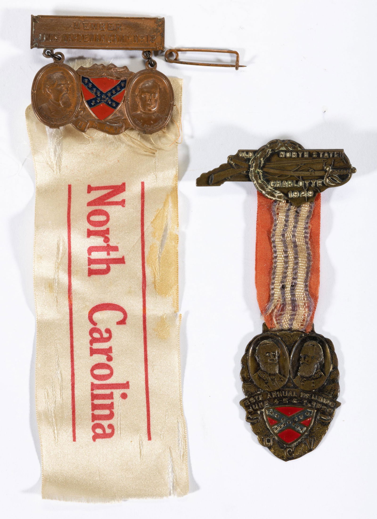 NORTH CAROLINA CONFEDERATE VETERANS BADGES, LOT OF TWO, (1 of 2)