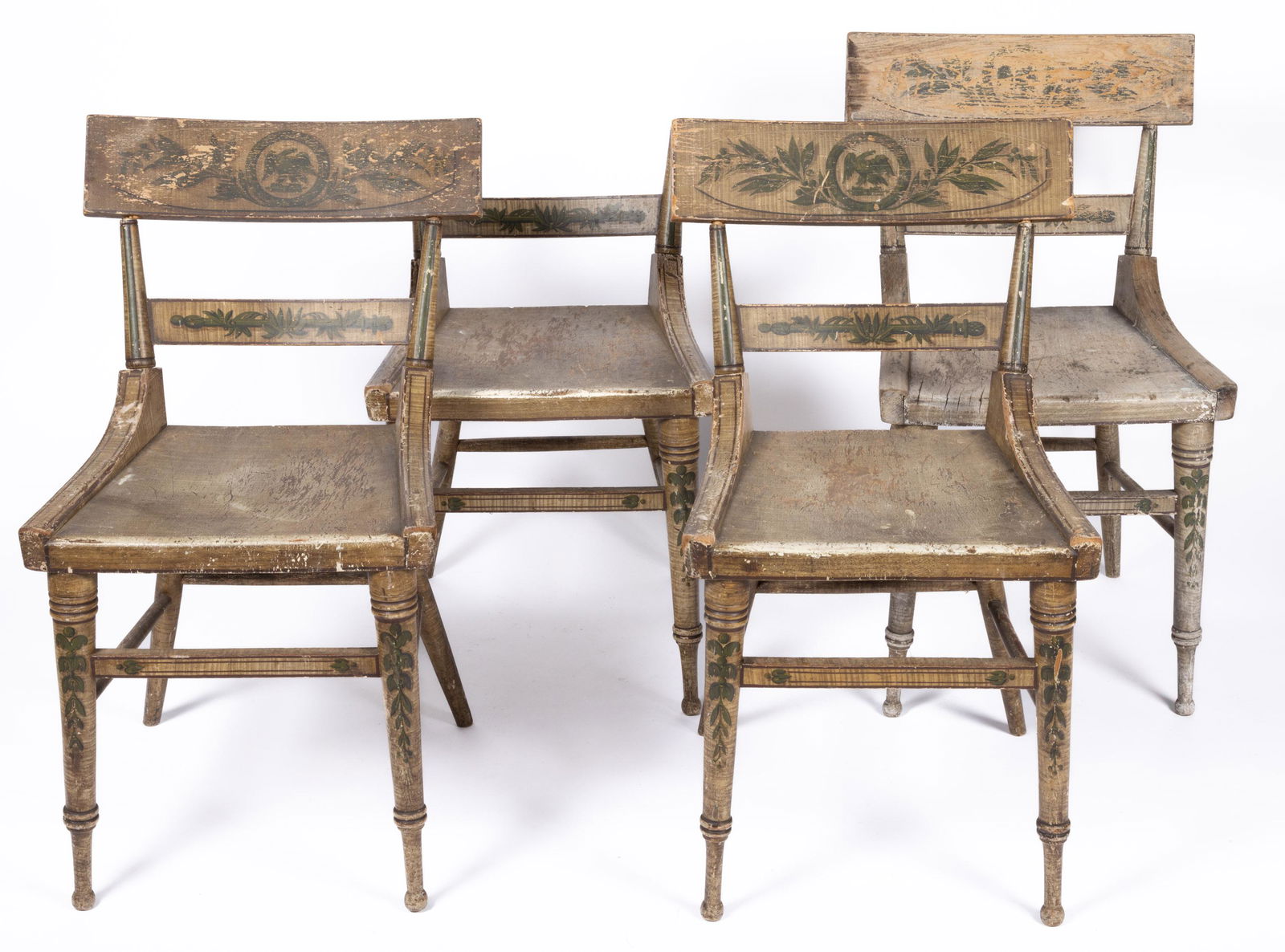 AMERICAN, POSSIBLY NORTH CAROLINA DECORATED FANCY CHAIRS, SET OF FOUR, (1 of 8)