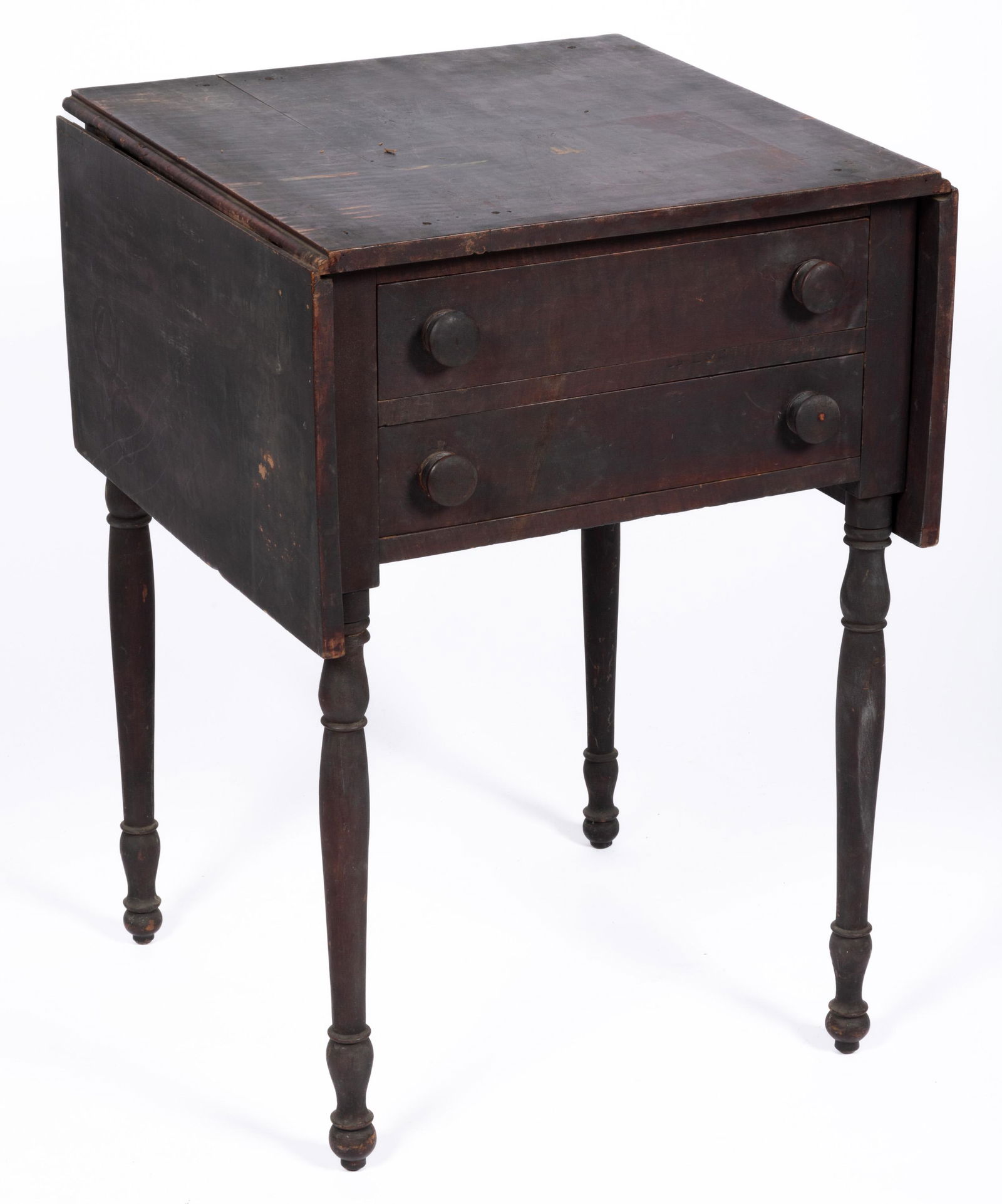 AMERICAN LATE FEDERAL FIGURED TIGER MAPLE WORK TABLE, (1 of 3)