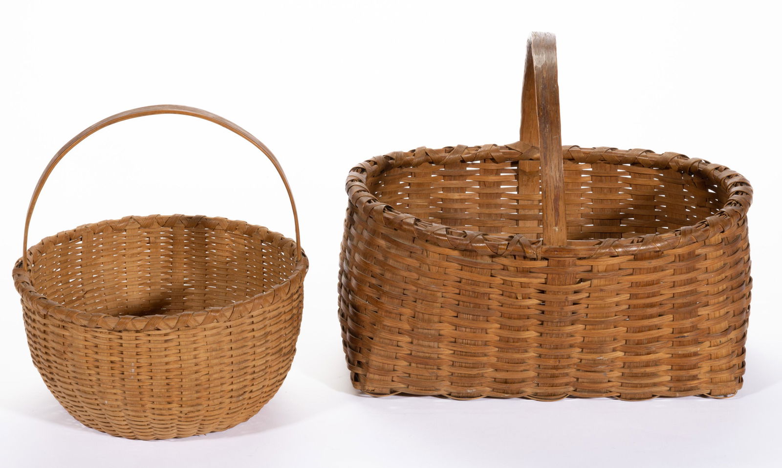 SHENANDOAH VALLEY OF VIRGINIA STAVE-TYPE SPLINT-WOVEN BASKETS, LOT OF TWO, (1 of 5)