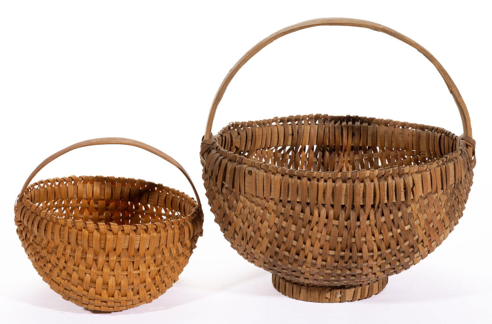 SOUTHERN APPALACHIAN RIB-TYPE SPLINT-WOVEN BASKETS, LOT OF TWO, (1 of 5)