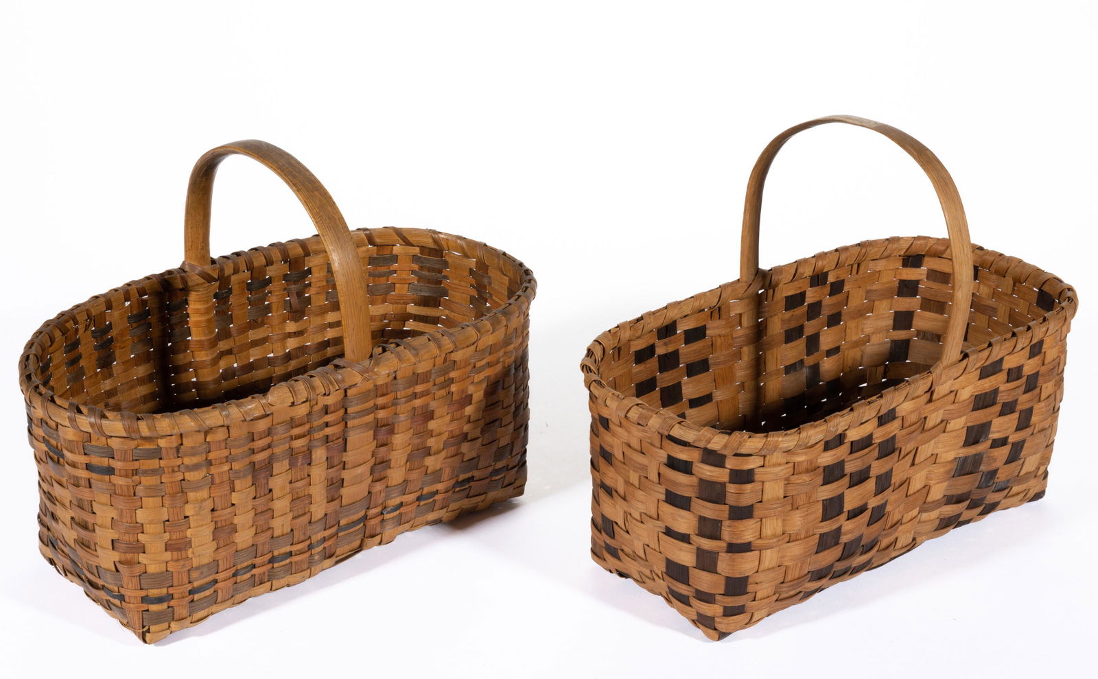 NATIVE AMERICAN CHEROKEE DECORATED WOVEN-SPLINT MARKET BASKETS, LOT OF TWO, (1 of 4)