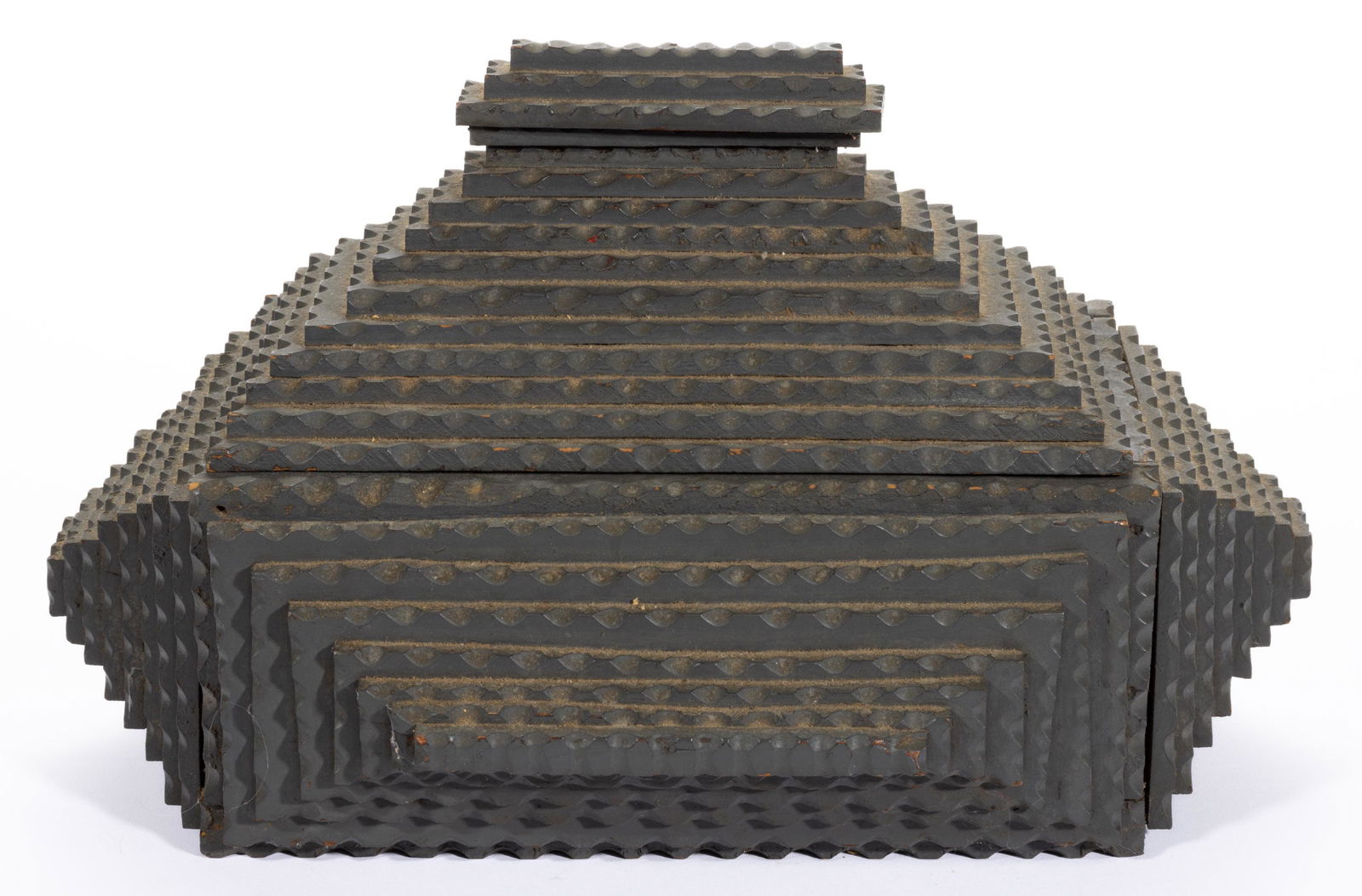 SOUTHERN TRAMP ART-STYLE PAINTED YELLOW PINE BOX, (1 of 5)