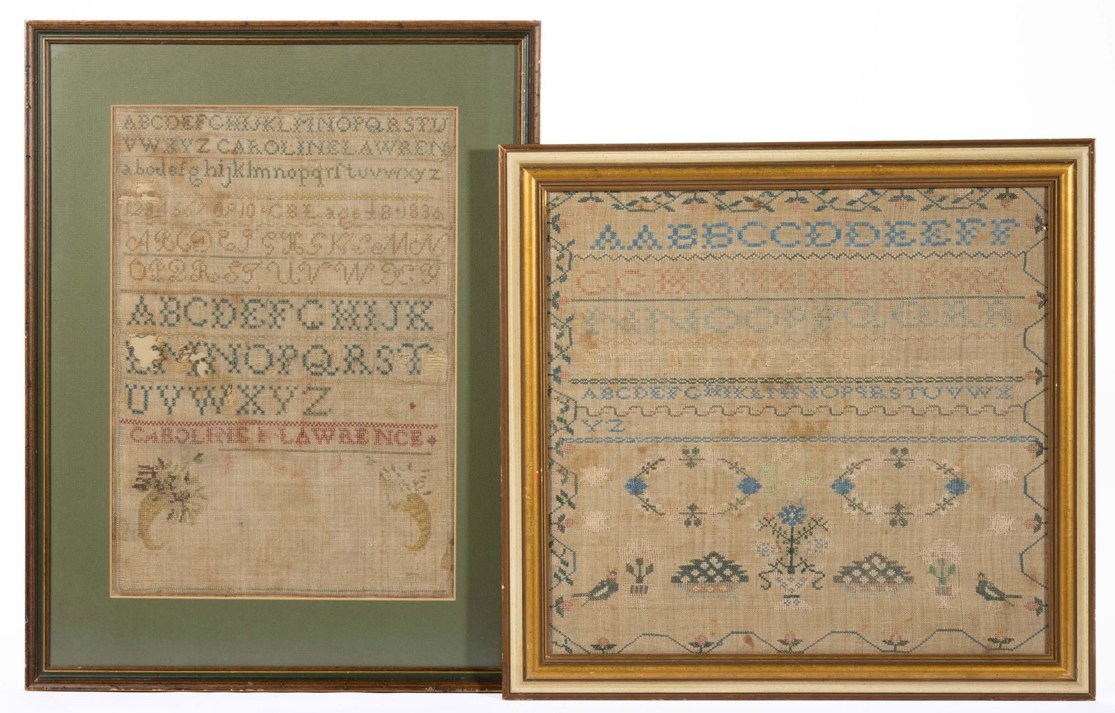 AMERICAN NEEDLEWORK SAMPLERS, LOT OF TWO, (1 of 7)