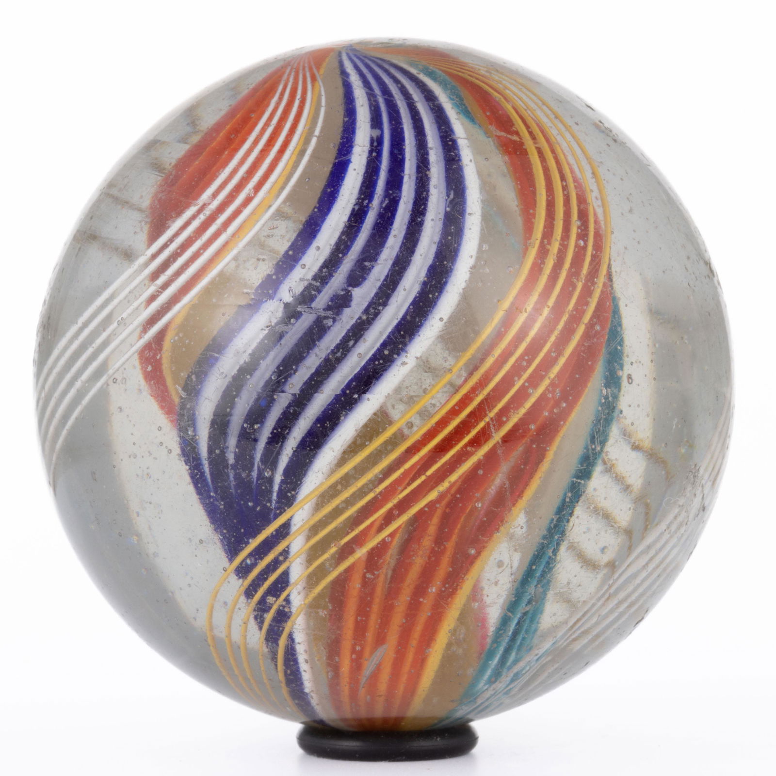 ANTIQUE TRANSPARENT SWIRL LARGE MARBLE, (1 of 6)