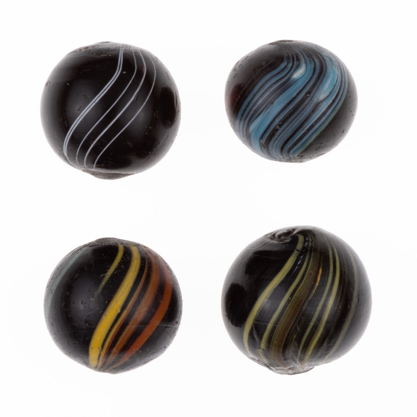 ANTIQUE INDIAN SWIRL MARBLES, LOT OF FOUR, (1 of 6)