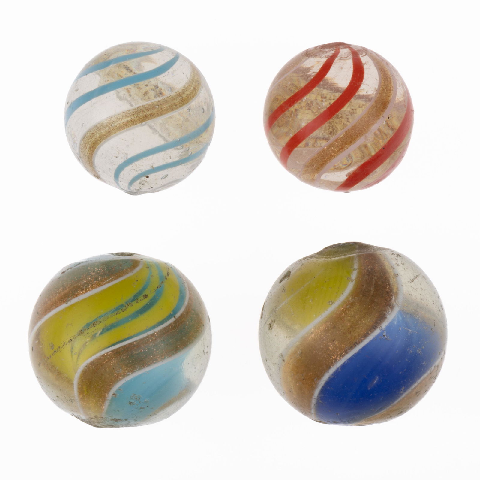 ANTIQUE LUTZ MARBLES, LOT OF FOUR, (1 of 6)