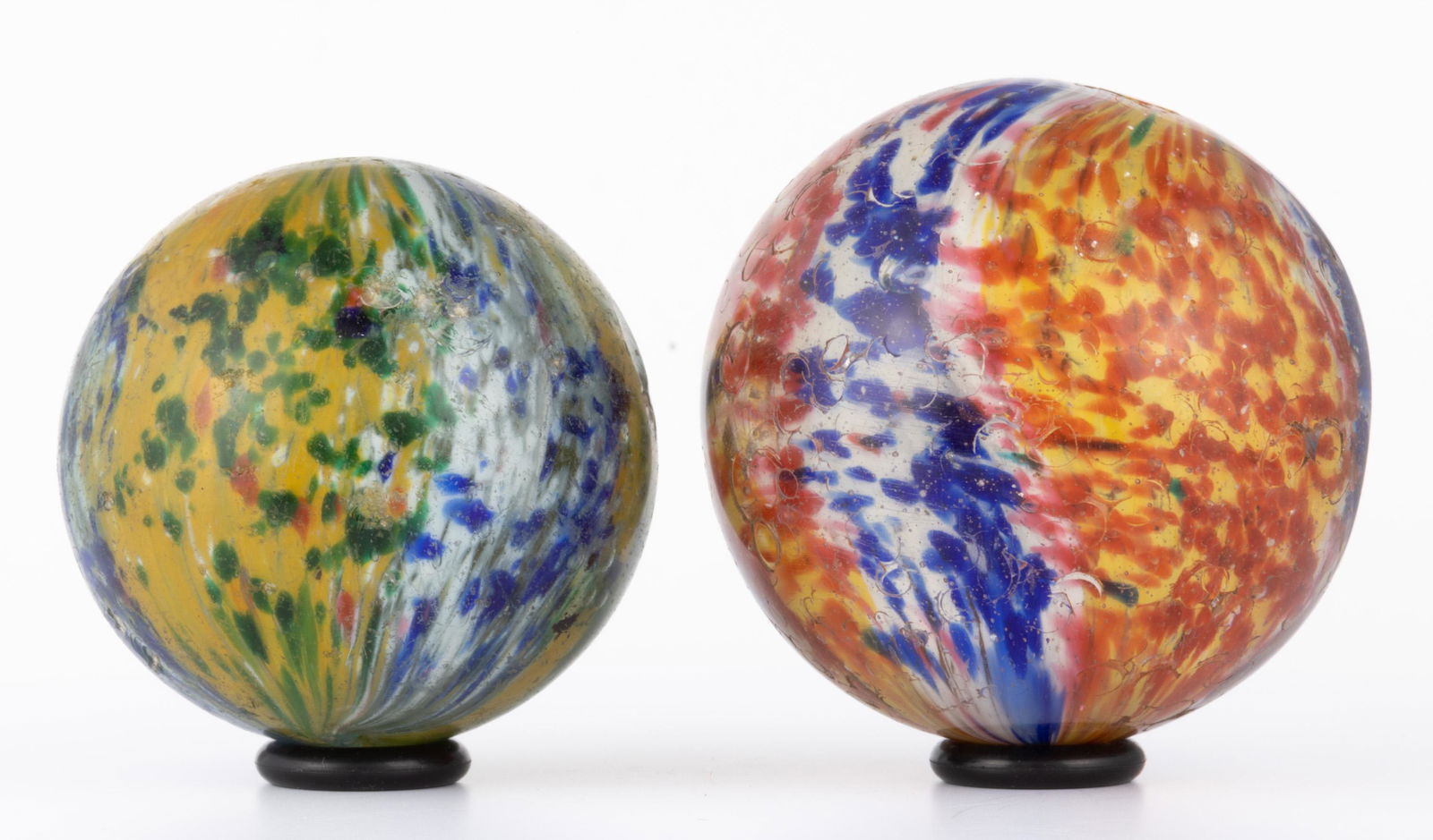 ANTIQUE ONIONSKIN LARGE MARBLES, LOT OF TWO, (1 of 6)