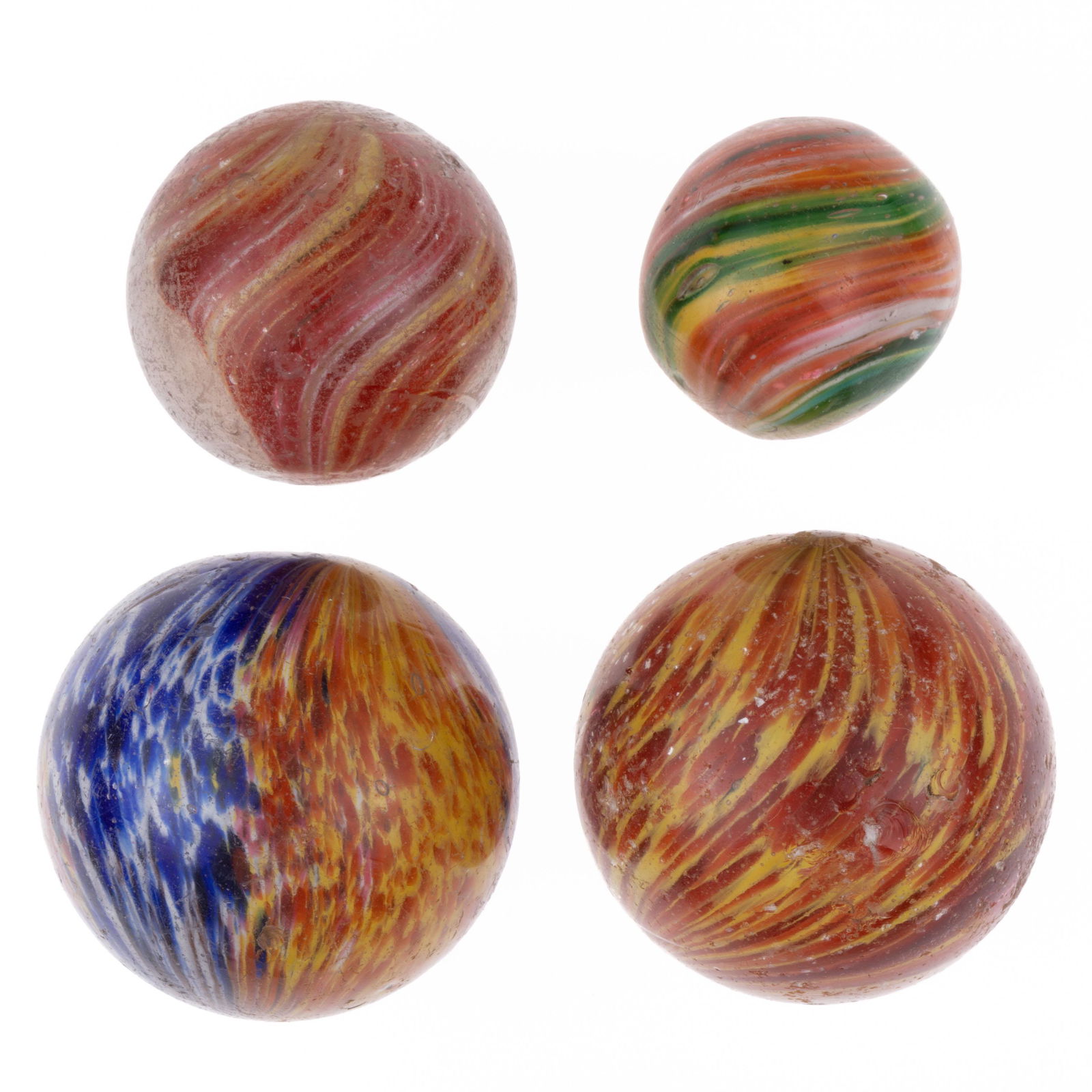 ANTIQUE ONIONSKIN MARBLES, LOT OF FOUR, (1 of 6)
