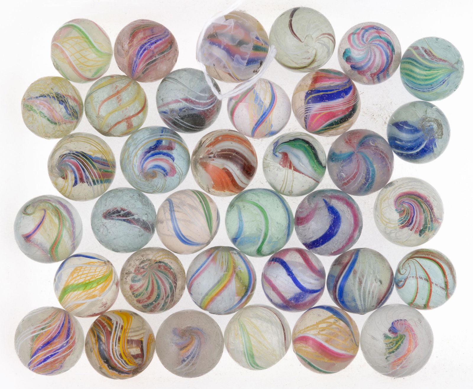 ANTIQUE TRANSPARENT SWIRL MARBLES, LOT OF 35, (1 of 1)