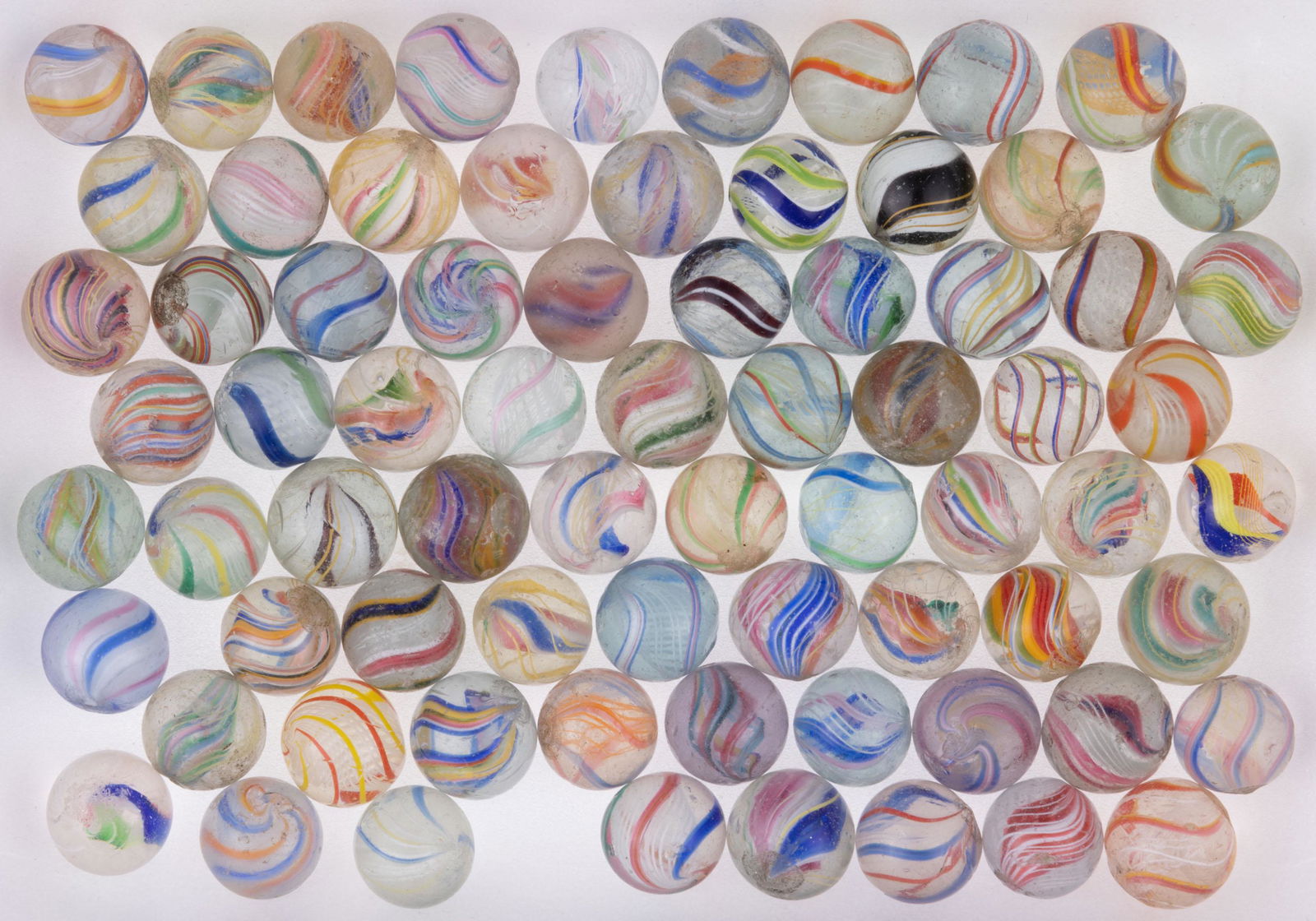 ANTIQUE TRANSPARENT SWIRL MARBLES, UNCOUNTED LOT, (1 of 1)