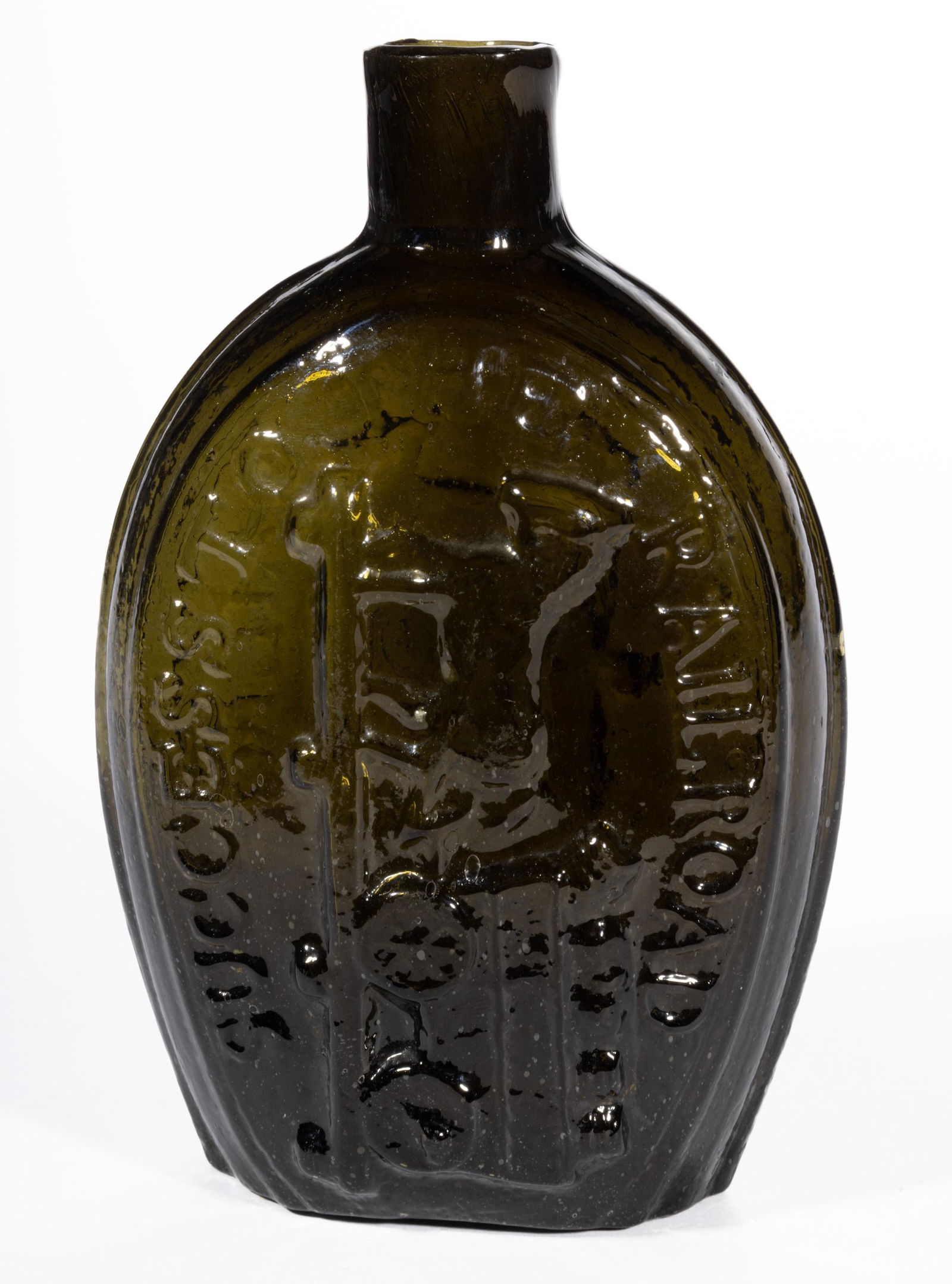 GV-5 HORSE-DRAWN CART PICTORIAL FLASK, (1 of 3)