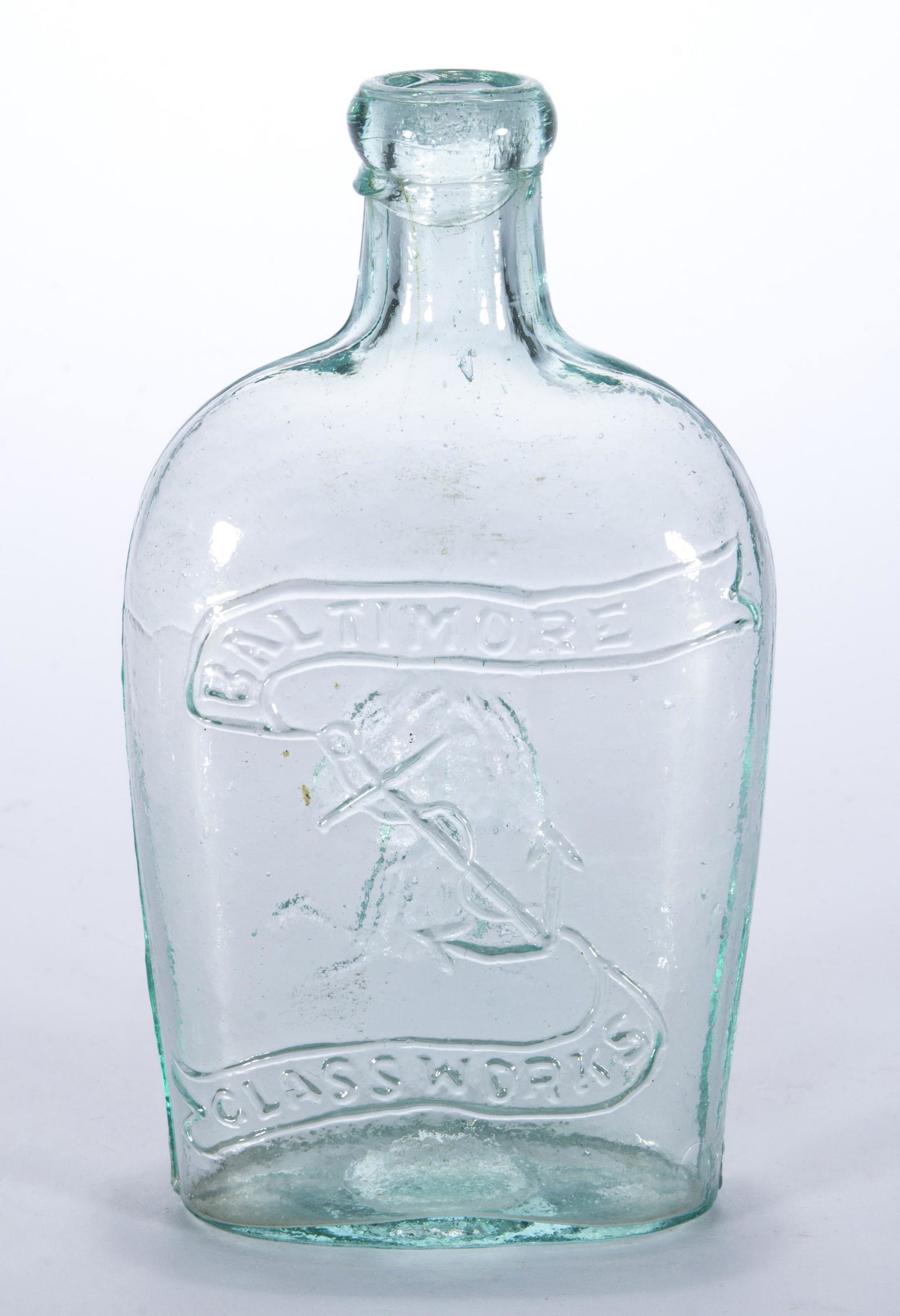 GXIII-49 BALTIMORE GLASSWORKS / SHEAF OF WHEAT HISTORICAL FLASK, (1 of 4)