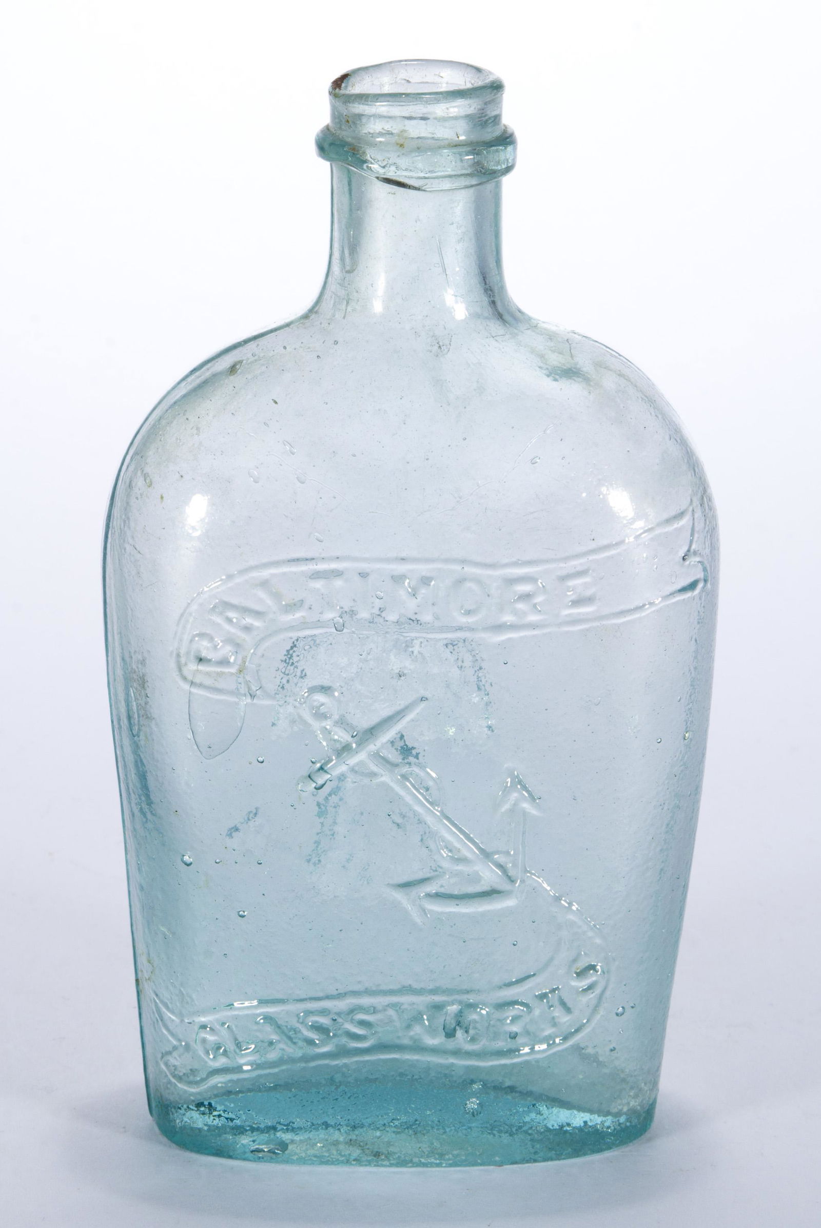 GXIII-49 BALTIMORE GLASSWORKS / SHEAF OF WHEAT HISTORICAL FLASK, (1 of 4)