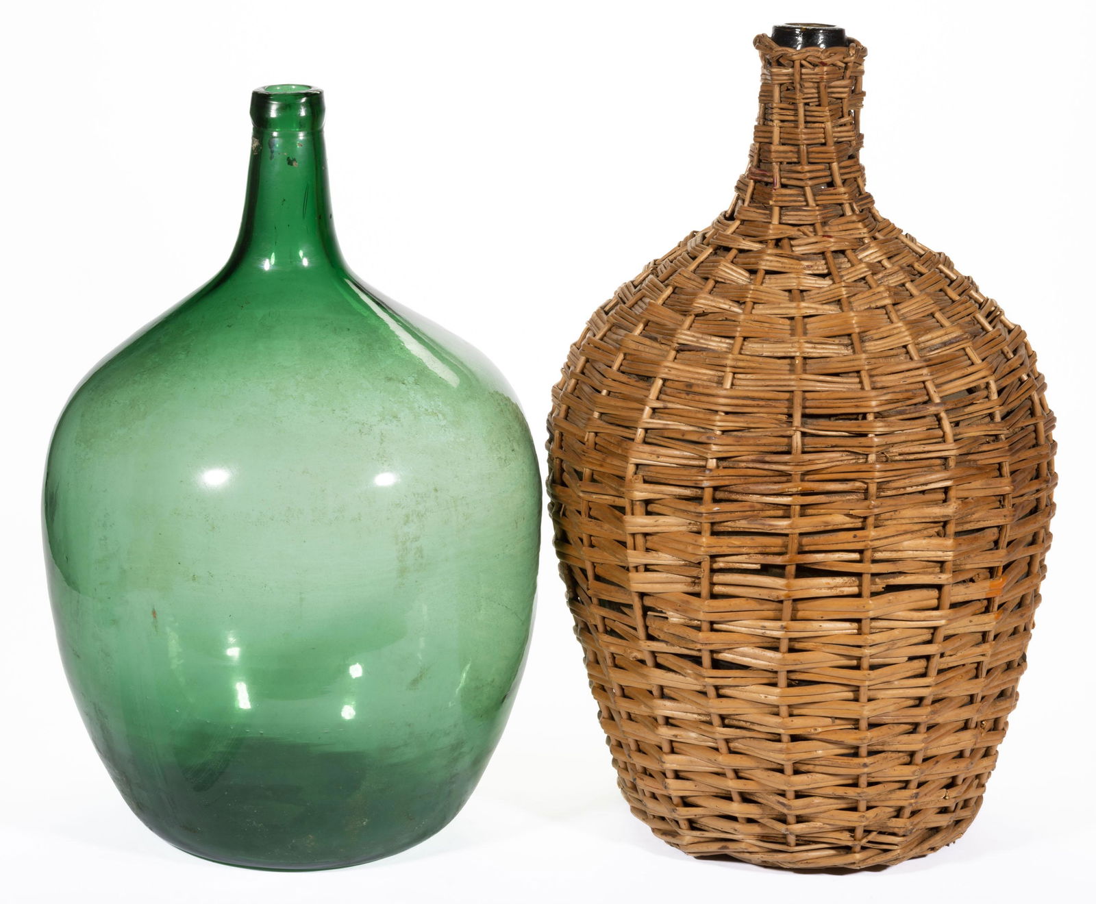 ASSORTED BLOWN GLASS DEMI-JOHNS, LOT OF TWO, (1 of 2)