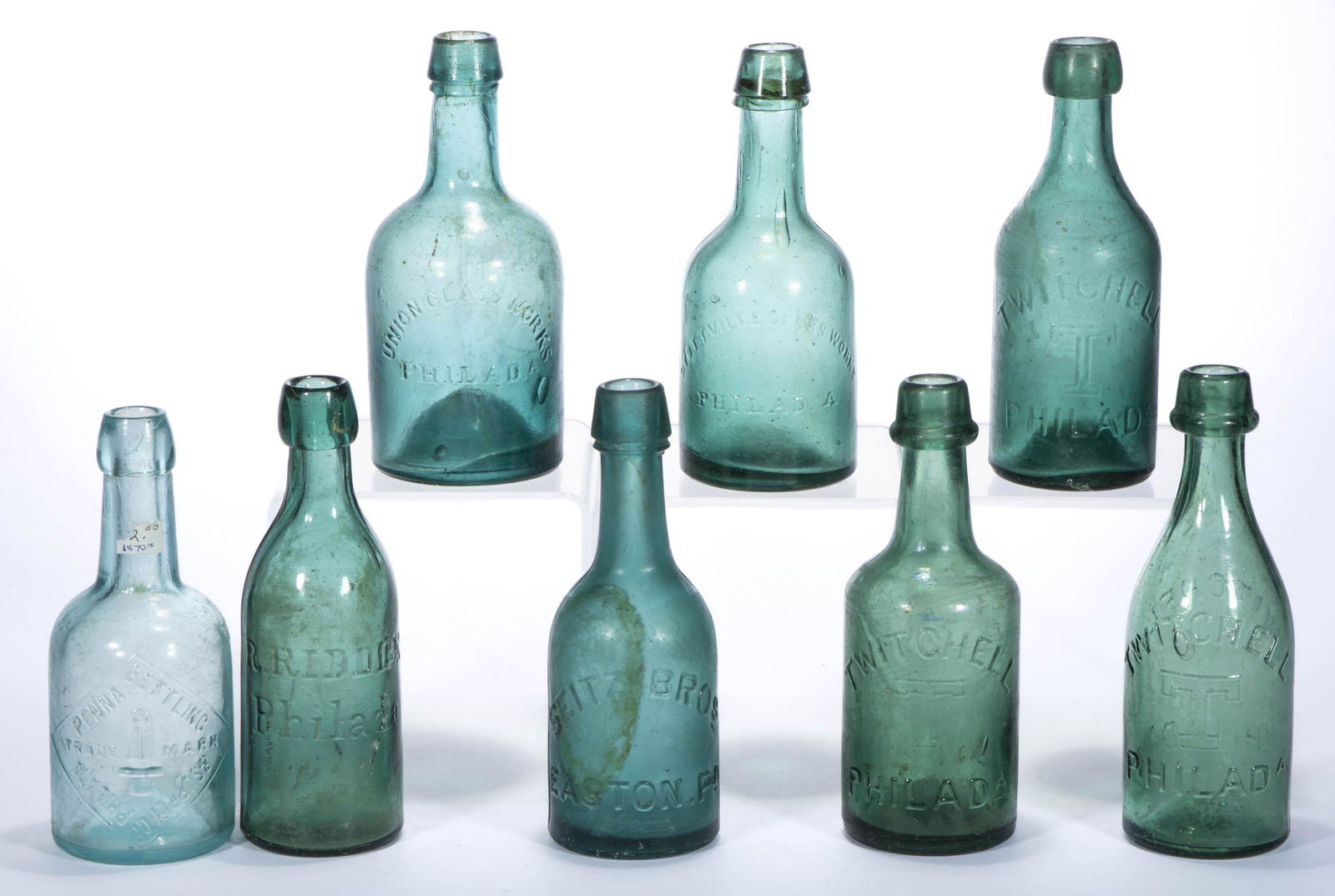 ASSORTED PHILADELPHIA, PA SODA BOTTLES, LOT OF EIGHT, (1 of 2)