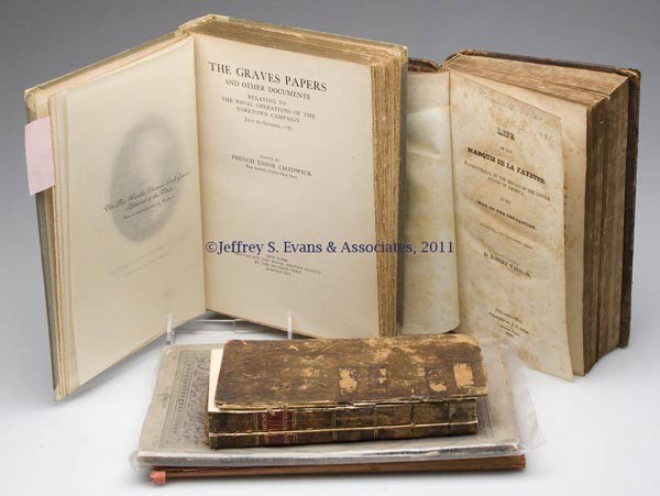 AMERICANA VOLUMES, LOT OF FIVE: AMERICANA VOLUMES, LOT OF FIVE, including (1). Waln, Robert, Jr. LIFE OF THE MARQUIS DE LA FAYETTE; MAJOR-GENERAL IN THE SERVICE OF THE UNITED STATES OF AMERICA IN THE WAR OF THE REVOLUTION. Philadelp