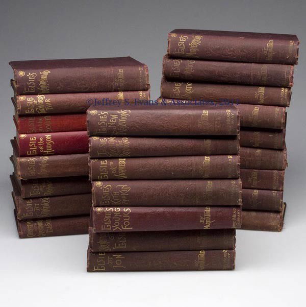 JUVENILE VOLUMES, SET OF 24: JUVENILE VOLUMES, SET OF 24, Finley, Martha. Elsie Series. New York, 1868+, 24 volumes. Lacking three volumes of being a complete set. CONDITION NOTE: All condition reports are based on general observ