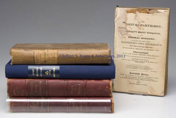 OCCULT VOLUMES, LOT OF FIVE: OCCULT VOLUMES, LOT OF FIVE, including (1). Partridge, John and R. C. Smith. THE SPIRIT OF PARTRIDGE; OR, THE ASTROLOGER'S POCKET COMPANION. London, 1825, first and only edition. This volume consists 