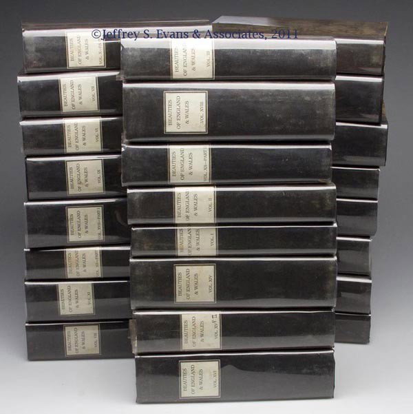 TRAVEL - ENGLAND VOLUMES, SET OF 24: TRAVEL - ENGLAND VOLUMES, SET OF 24, Britton, John & Edward W. Brayley. THE BEAUTIES OF ENGLAND AND WALES; OR, DELINEATIONS, TOPOGRAPHICAL, HISTORICAL, AND DESCRIPTIVE. London, 1801+. Old marbled boar
