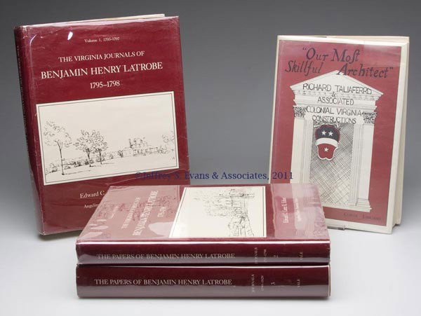 VIRGINIANA - ARCHITECTURE VOLUMES, LOT OF FOUR: VIRGINIANA - ARCHITECTURE VOLUMES, LOT OF FOUR, (1). Lanciano, Claude. "OUR MOST SKILLFUL ARCHITECT" RICHARD TALIAFERRO AND ASSOCIATED COLONIAL VIRGINIA CONSTRUCTIONS. Gloucester, VA, 1981. First edit