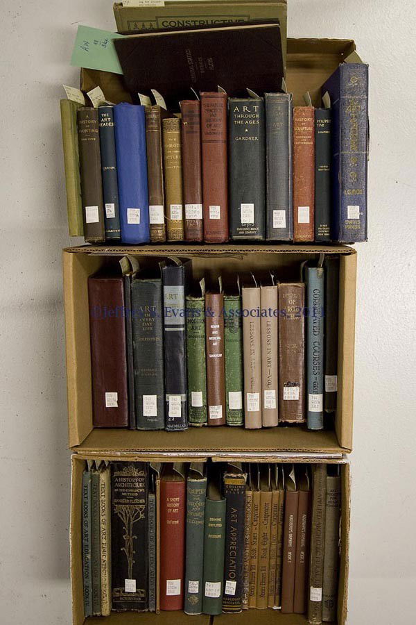 ART - ARCHITECTURE - DRAWING VOLUMES, LOT OF 48: ART - ARCHITECTURE - DRAWING VOLUMES, LOT OF 48, including Dubois, A. Jay. ELEMENTS OF GRAPHICAL STATICS. N.p., c. 1875. Twenty-eight (28) fold-out plates. Three boxes total. 19th and 20th centuries.