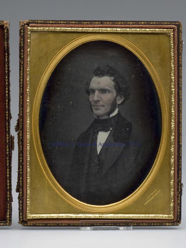 JEREMIAH GURNEY, NEW YORK HALF-PLATE DAGUERREOTYPE: JEREMIAH GURNEY, NEW YORK HALF-PLATE DAGUERREOTYPE PORTRAIT, lightly tinted, depicting Rev. Joseph Parrish Thompson (1819-1879), second pastor of the Broadway tabernacle Church (1845-1871), strong ant