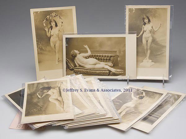 VINTAGE ARTISTIC NUDE PHOTOGRAPHS, RELATED GROUP O: VINTAGE ARTISTIC NUDE PHOTOGRAPHS, RELATED GROUP OF 25, black and white images of two different models by Julian Eggleston Johnson, Johnson's Studio, Heindel Block, Main St., Hillsboro, OR. Each image