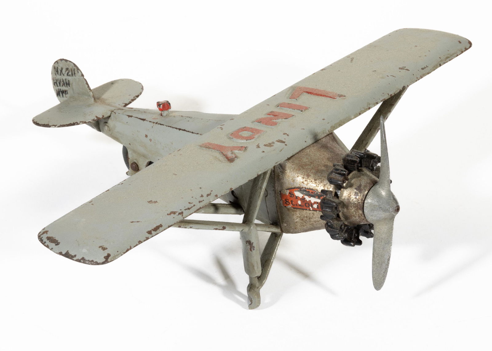 HUBLEY CAST-IRON "LINDY" MODEL MONOPLANE AIRPLANE TOY, (1 of 4)