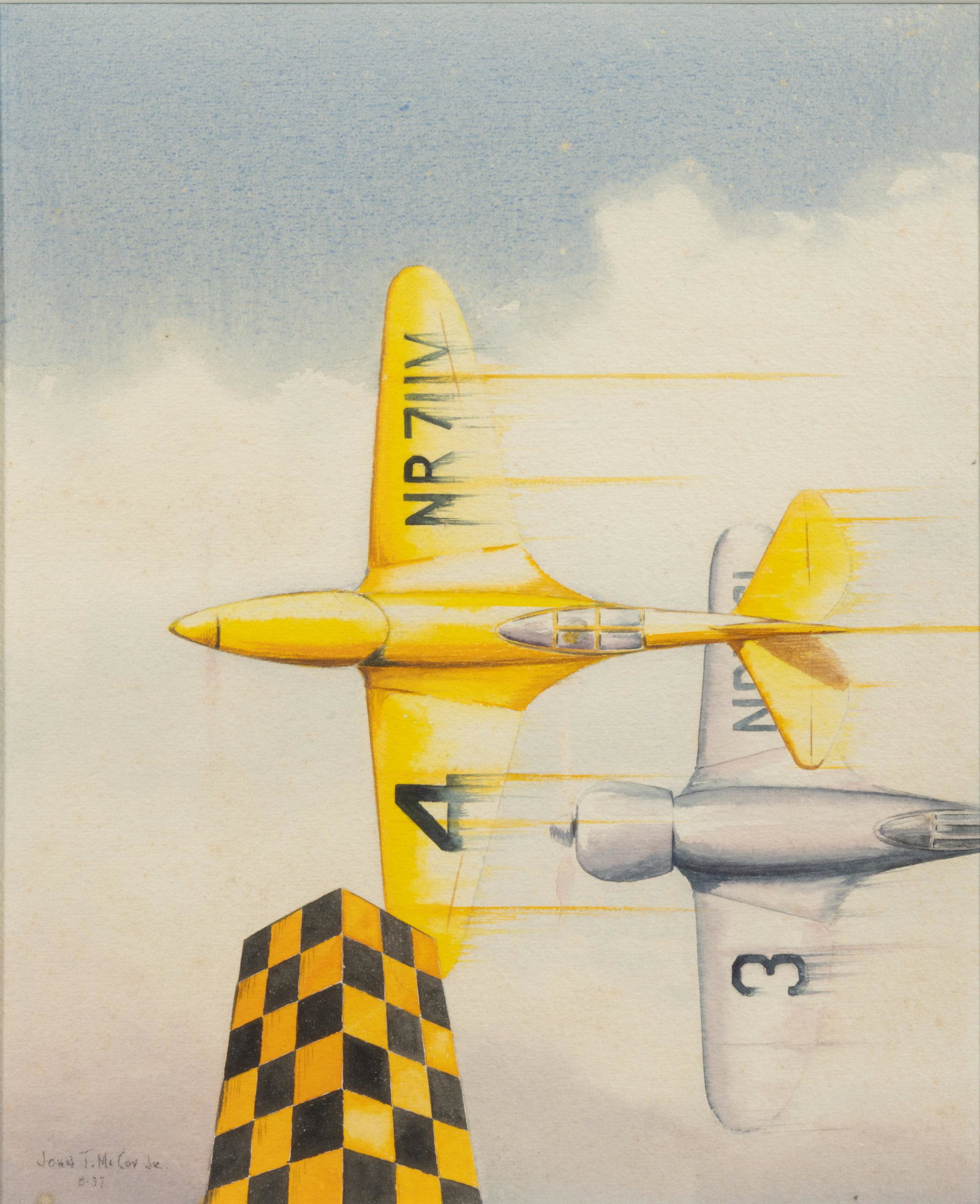 JOHN T. MCCOY, JR. (AMERICAN, B. 1905) AIRPLANE PAINTING, (1 of 3)