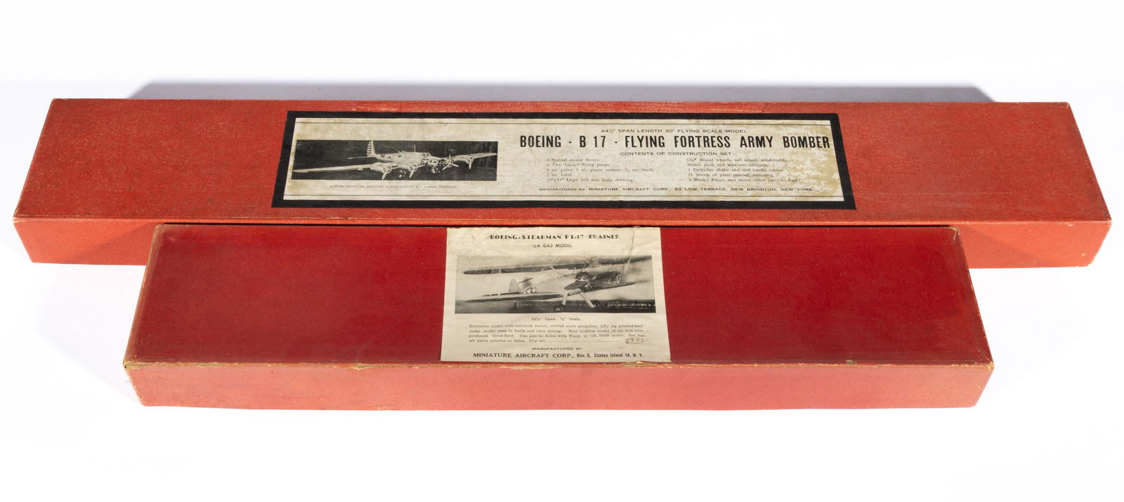 VINTAGE MINIATURE AIRCRAFT CORP. BOEING AIRPLANE MODEL KITS, LOT OF TWO, (1 of 2)